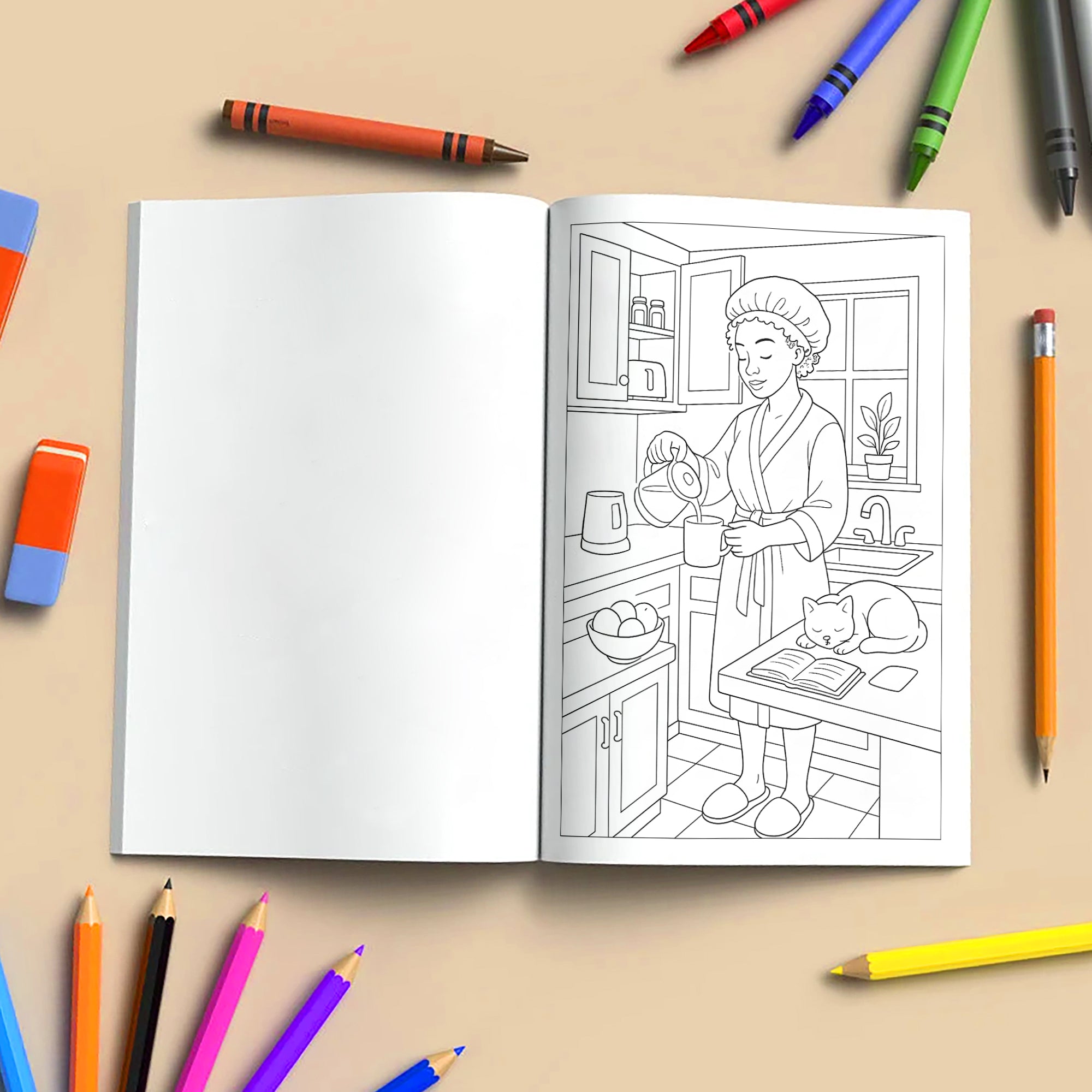 Cozy Curls & Family Love Coloring Pages – 48 Warm Domestic Scenes for Adults