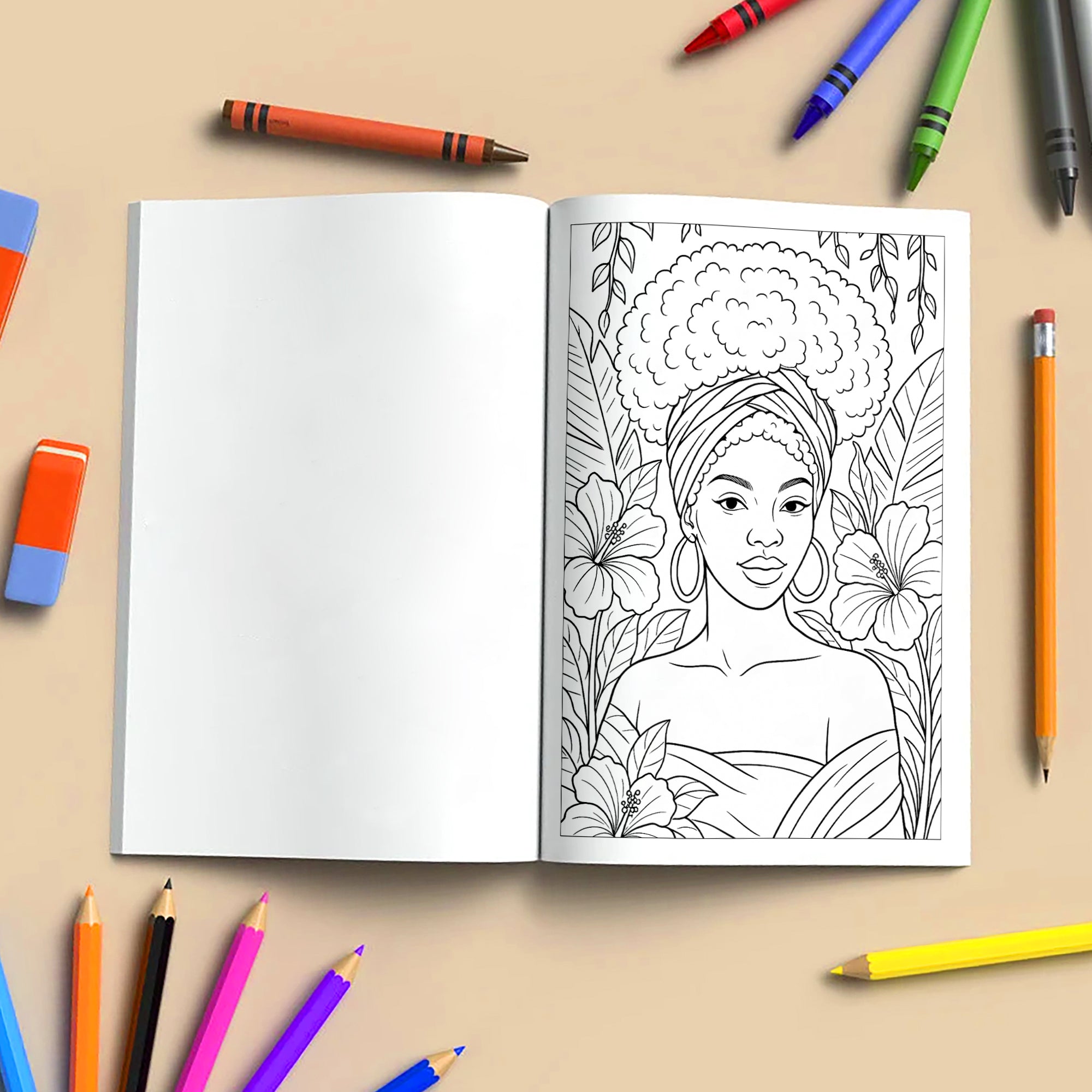Beautiful Black Queens Coloring Pages – 48 Pages – Regal, Empowering, Afrocentric Beauty – For Adults
