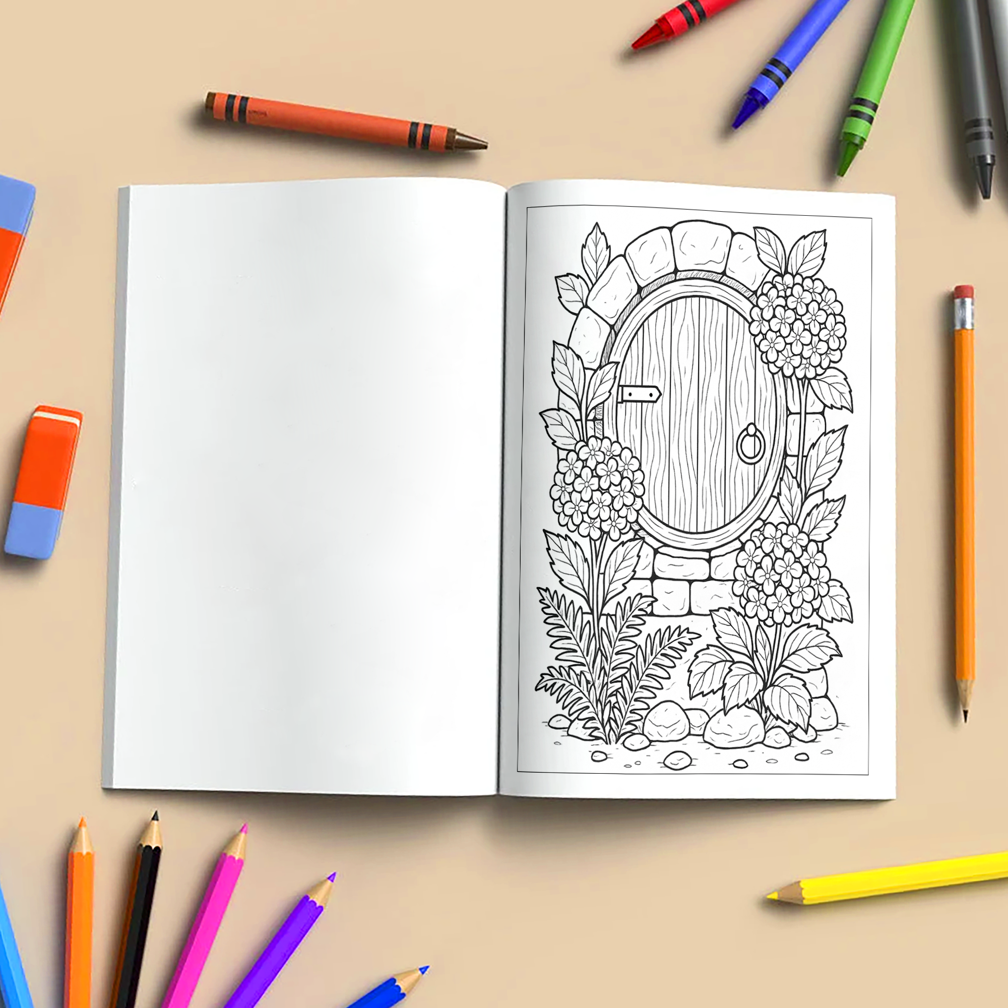 Secret Garden Doors Coloring Pages for Kids – 48 Magical Door Scenes