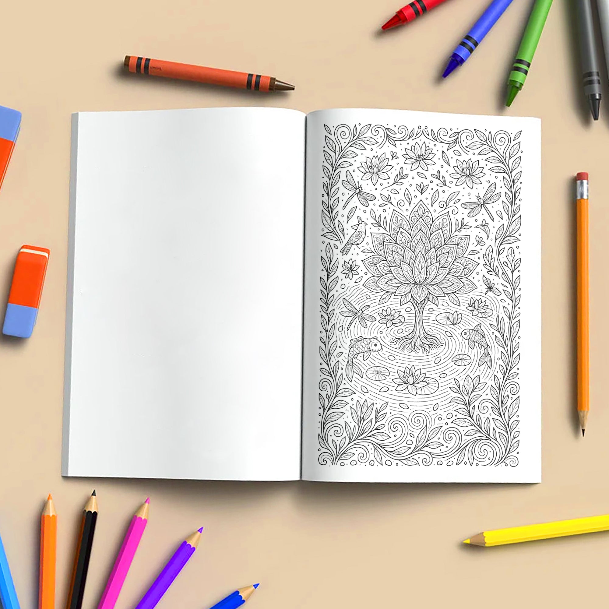 Enchanted Realms Mandalas Coloring Pages – 48 Fantasy Designs of Sacred Nature - For Adults