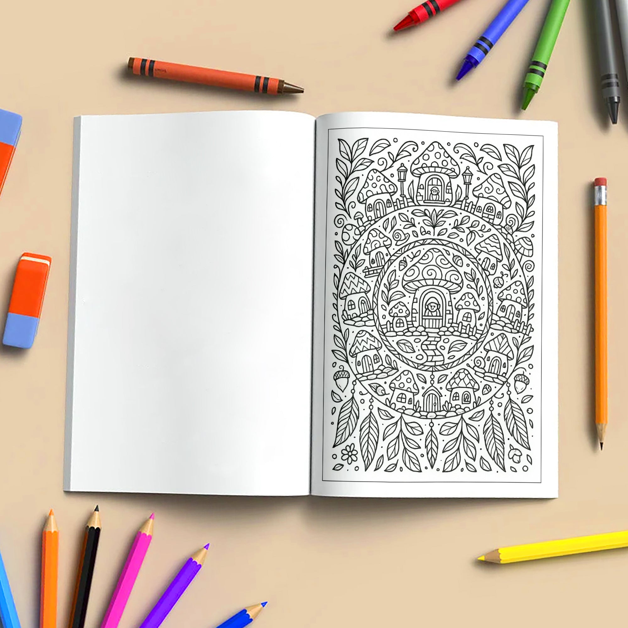 Enchanted Homes Mandalas Coloring Pages – 48 Fantasy Village Designs for Adults