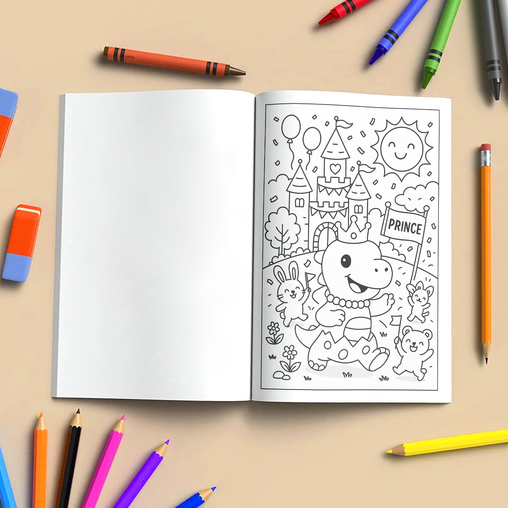 Dino Magic Kingdom Coloring Pages – 48 Pages – Fun, Fantasy-Filled, Prehistoric Adventures – For Kids
