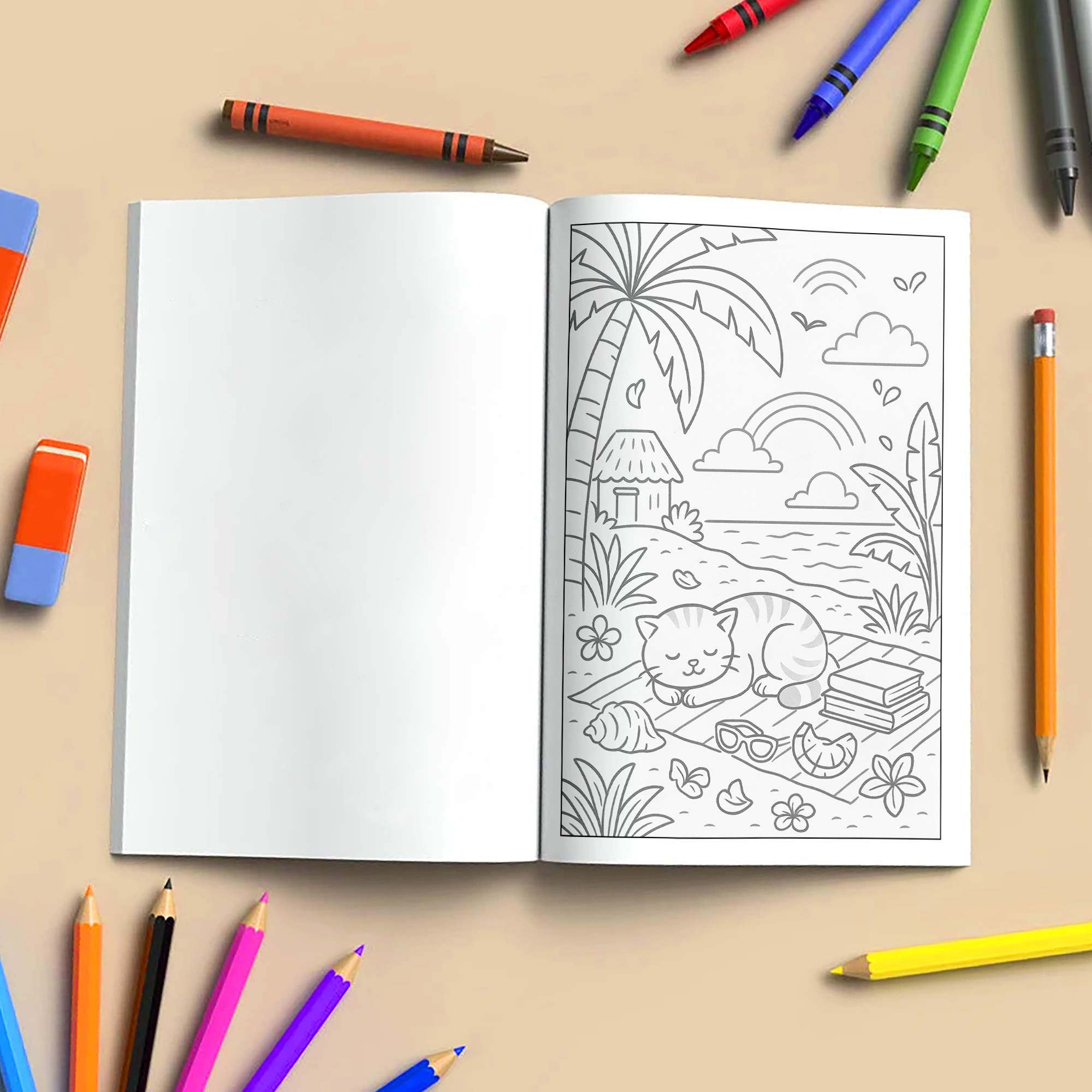 Zen Hawaii Coloring Pages – 48 Peaceful Island Life Scenes for Adults