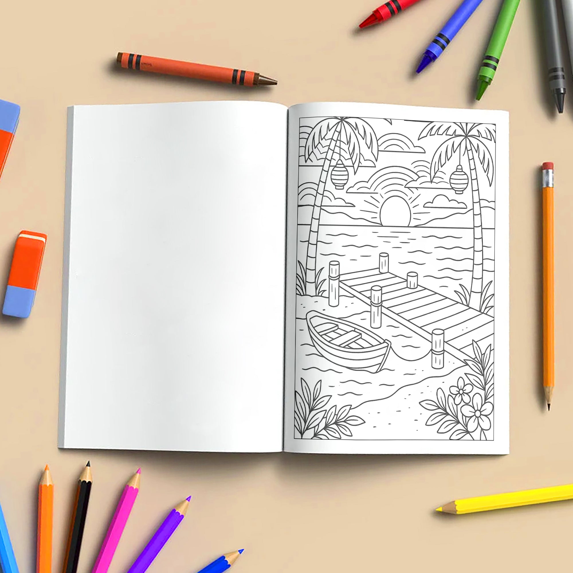 Peaceful Hawaii Views – Hawaii Coloring Pages – 48 Pages – Calming, Scenic, Island Moments – For Adults