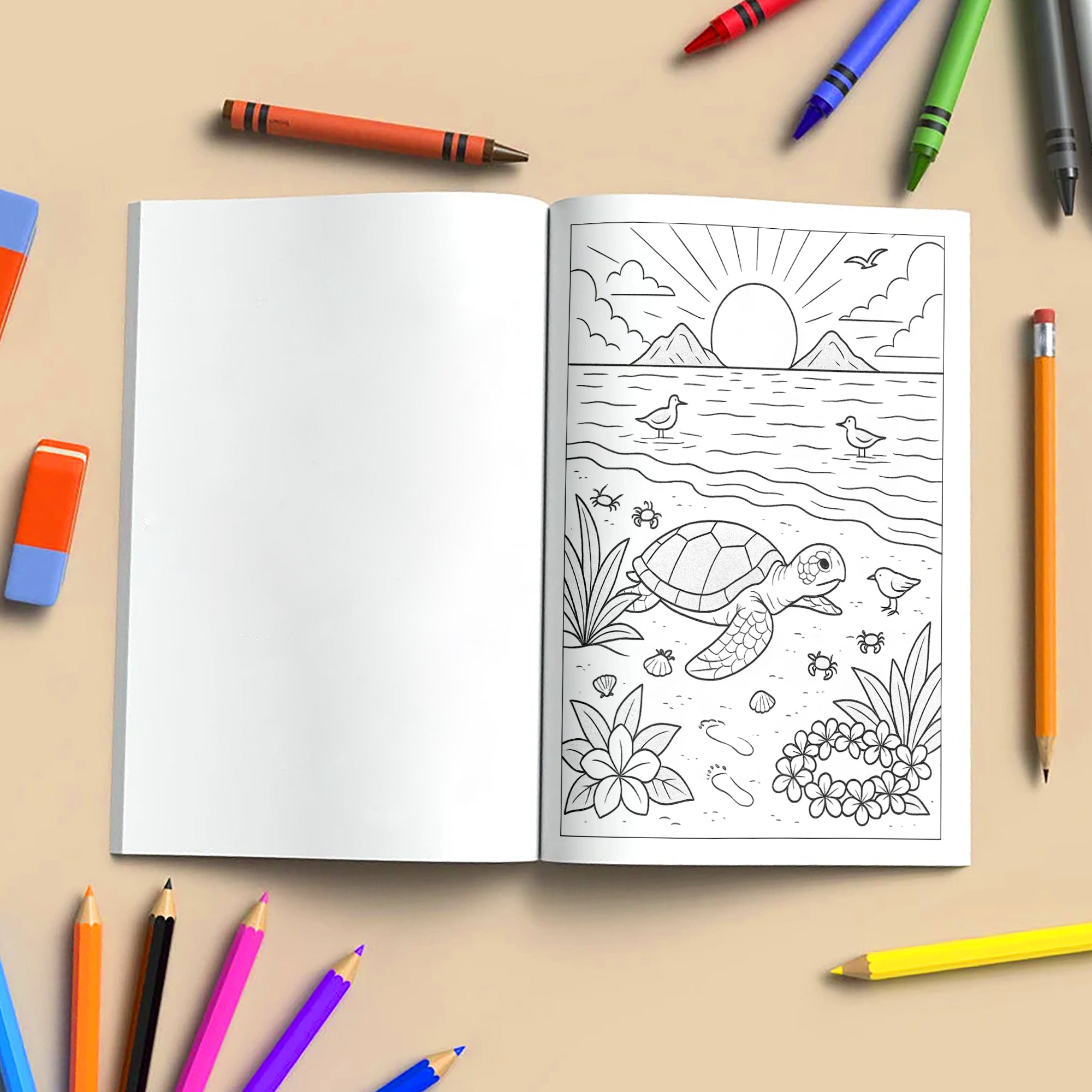 Hawaii Sunrise Moments Coloring Pages – 48 Peaceful Beach Scenes for Adults