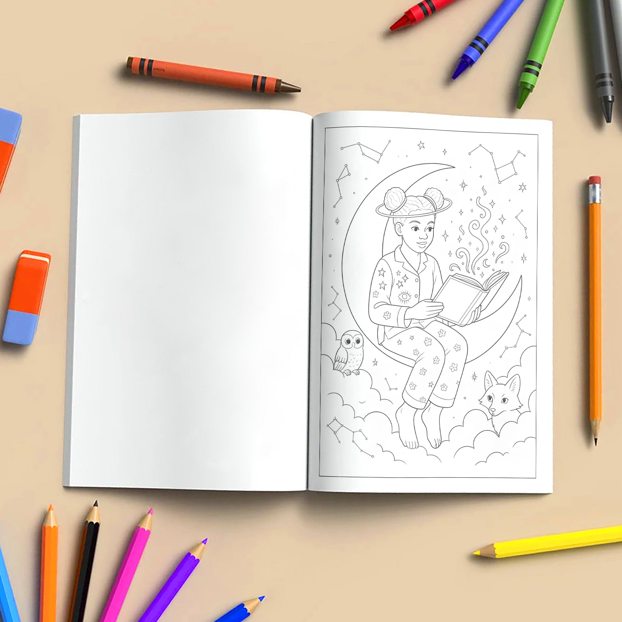 Moonlit Crowns & Magic Dreams Coloring Pages – 48 Fantasy Fairytale Scenes for Kids