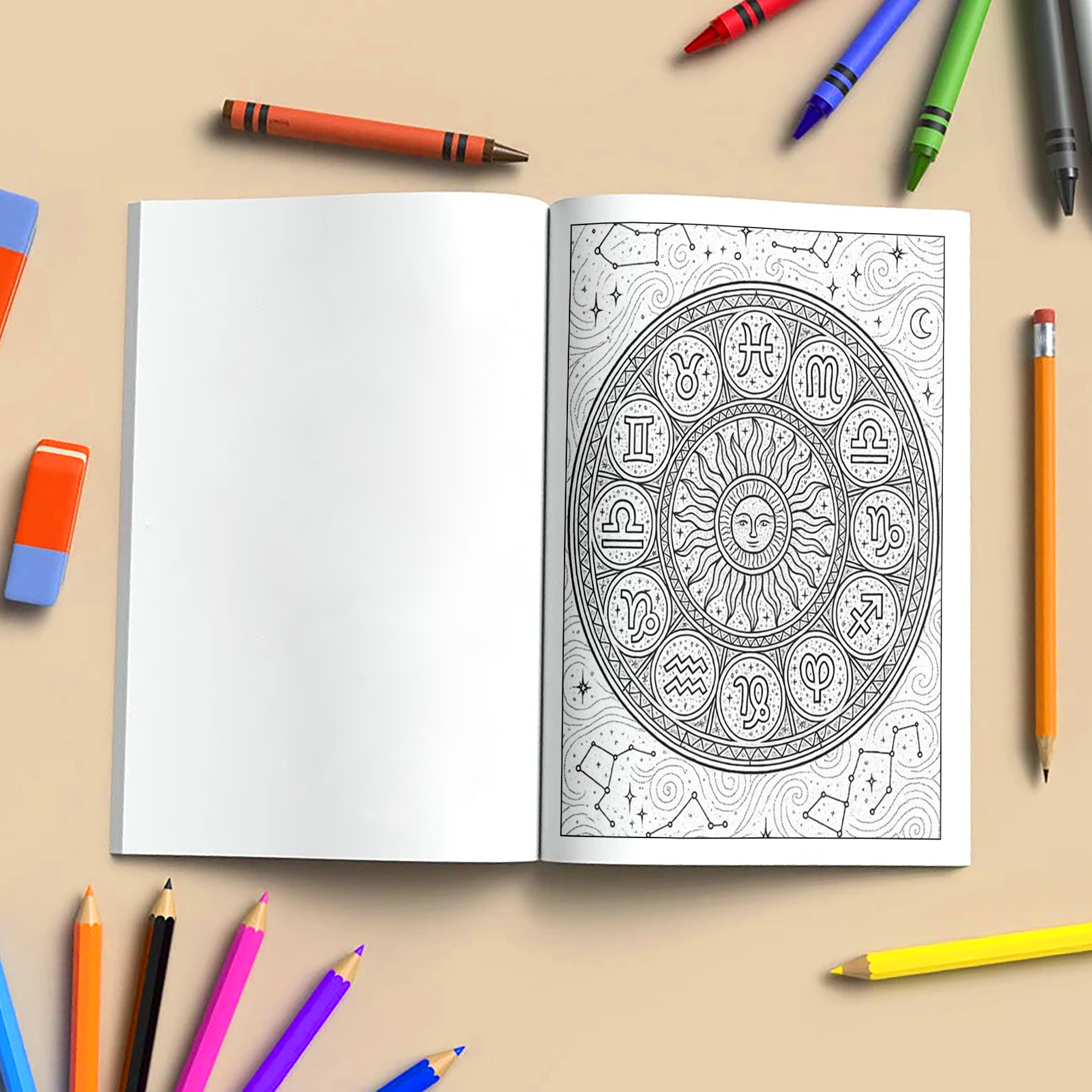 Zodiac Mandalas of the Cosmos Coloring Pages – 48 Celestial Astrology Designs for Adults