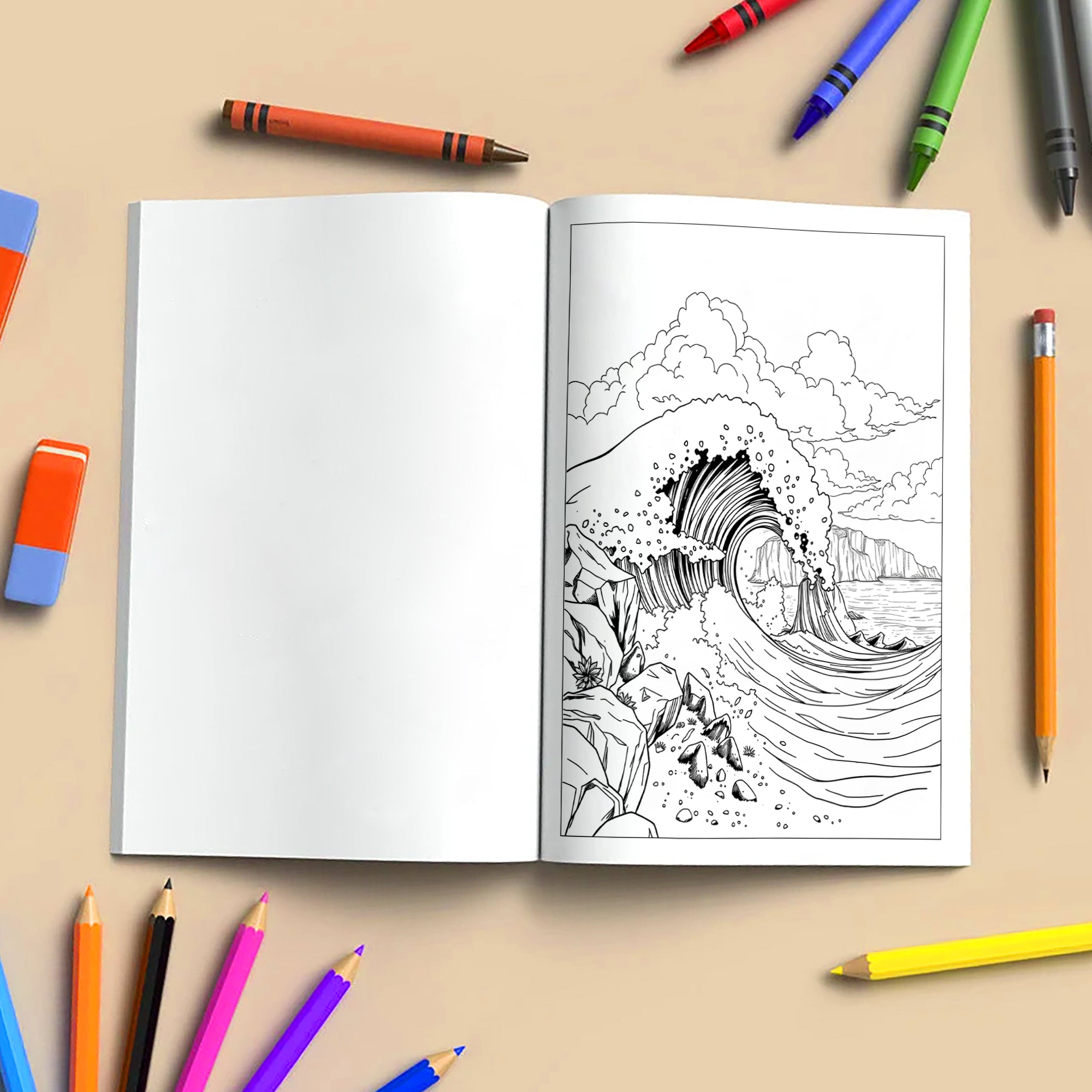Waves & Villages of Hawaii Coloring Pages – 48 Peaceful Island Scenes with Canoes & Ocean Views - For Adults