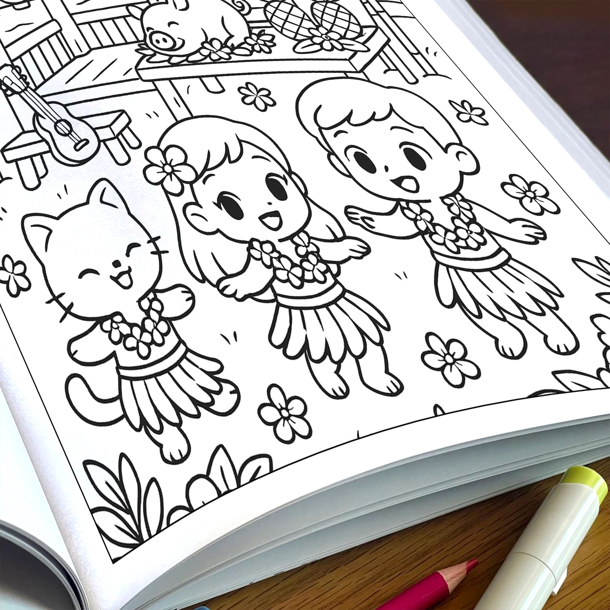 Cozy Tiki Days in Hawaii Coloring Pages – 48 Relaxing Tropical Island Scenes – For Kids