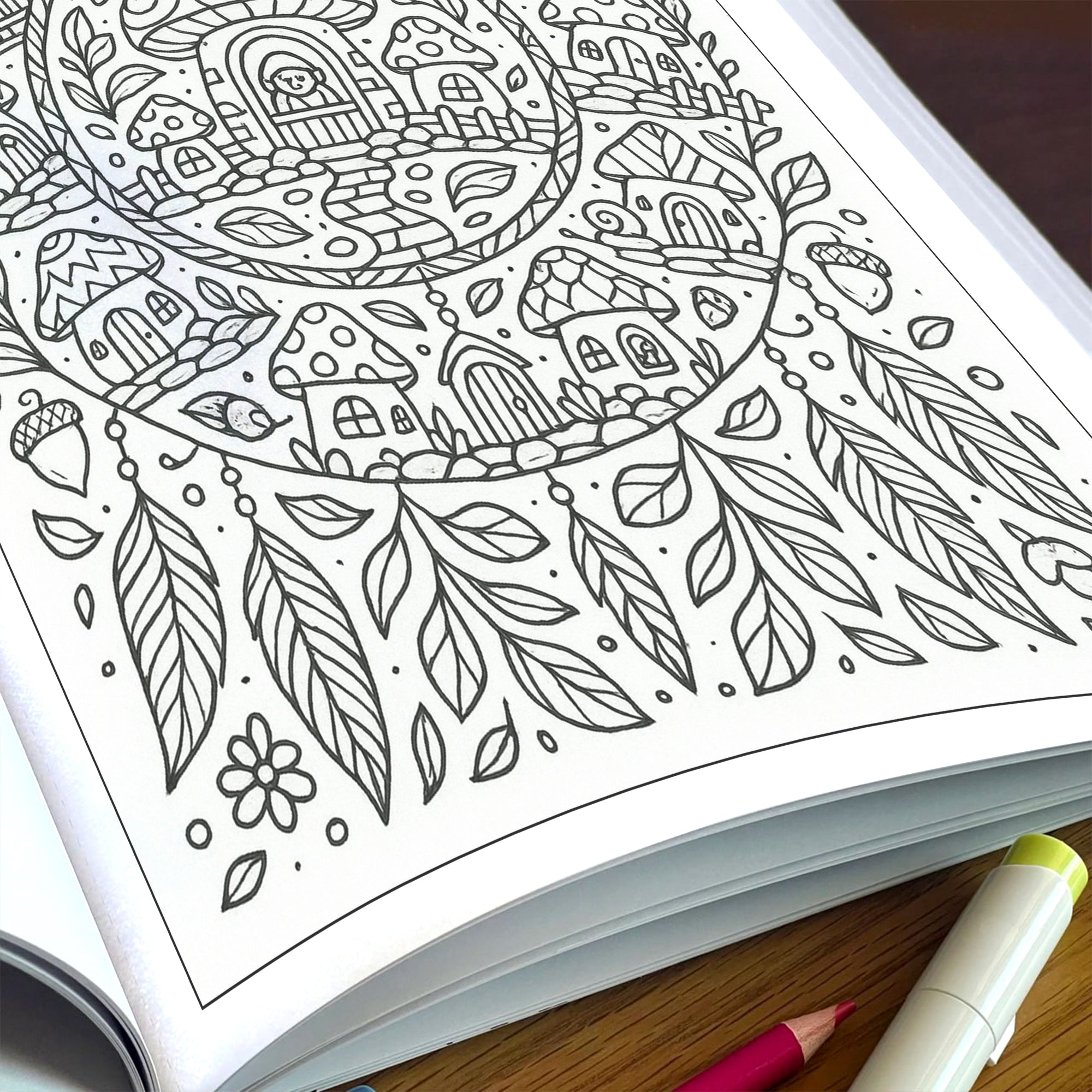 Enchanted Homes Mandalas Coloring Pages – 48 Fantasy Village Designs for Adults