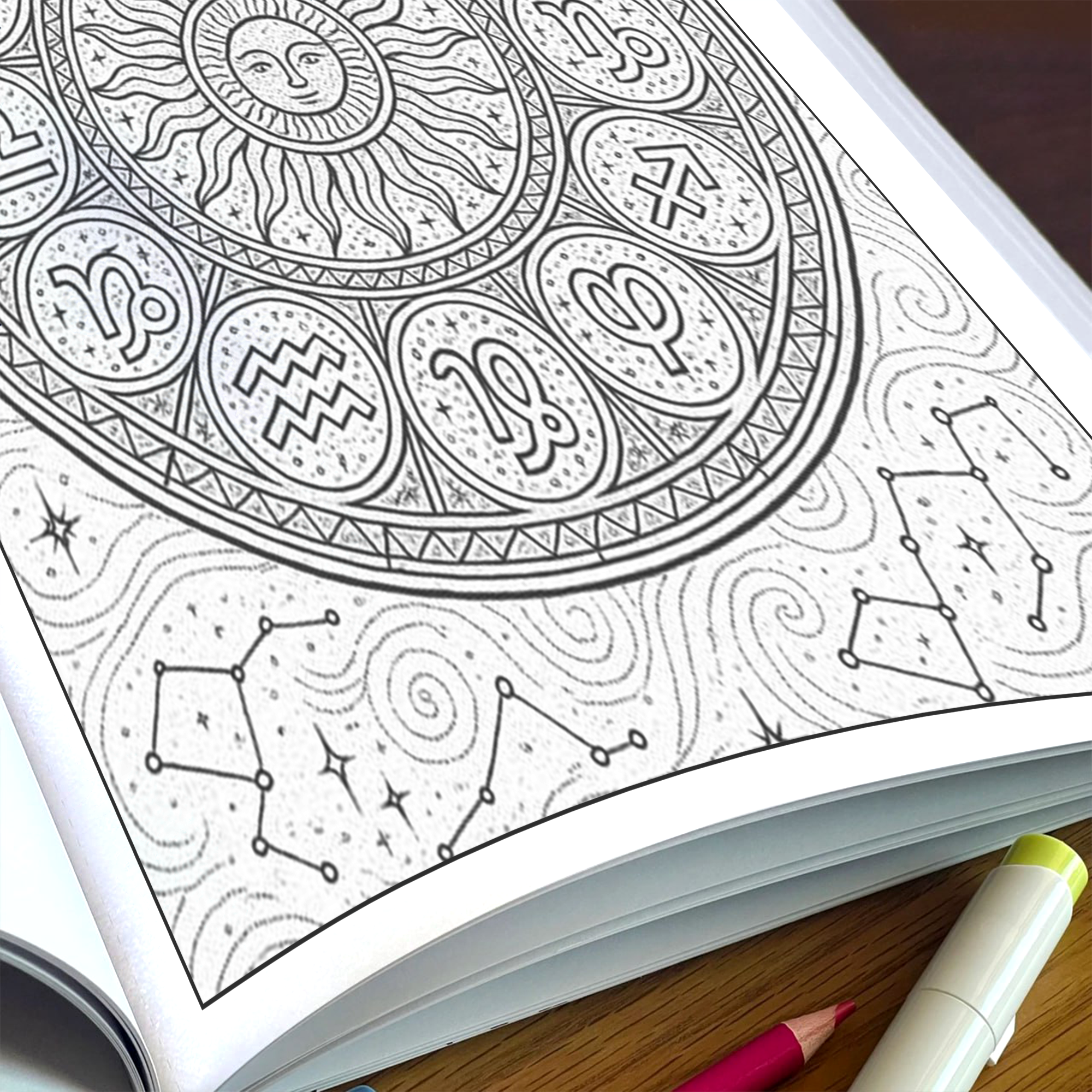 Zodiac Mandalas of the Cosmos Coloring Pages – 48 Celestial Astrology Designs for Adults