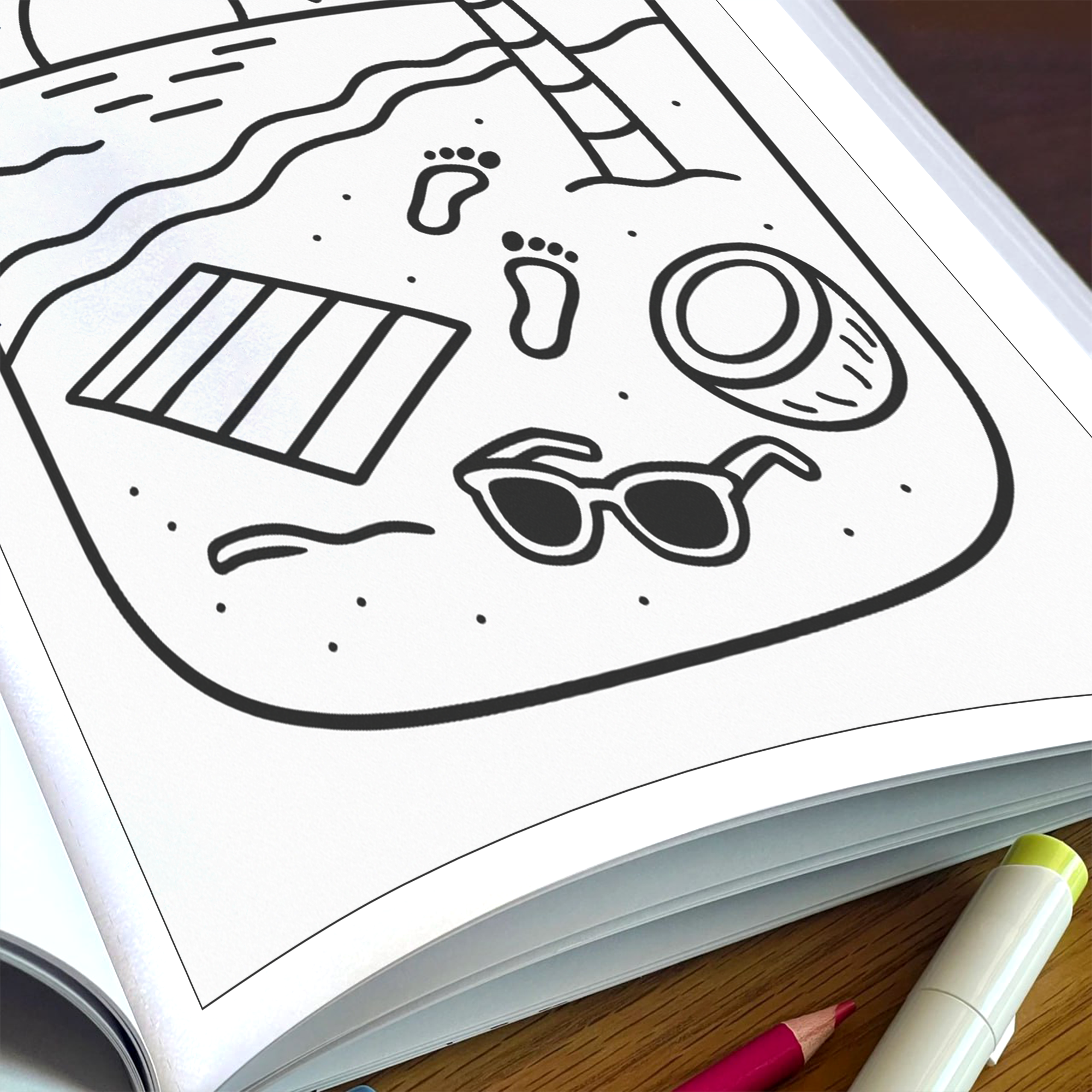 Hawaii in a Jar Coloring Pages – 48 Pages – Whimsical, Relaxing, Beach Aesthetic – For Adults