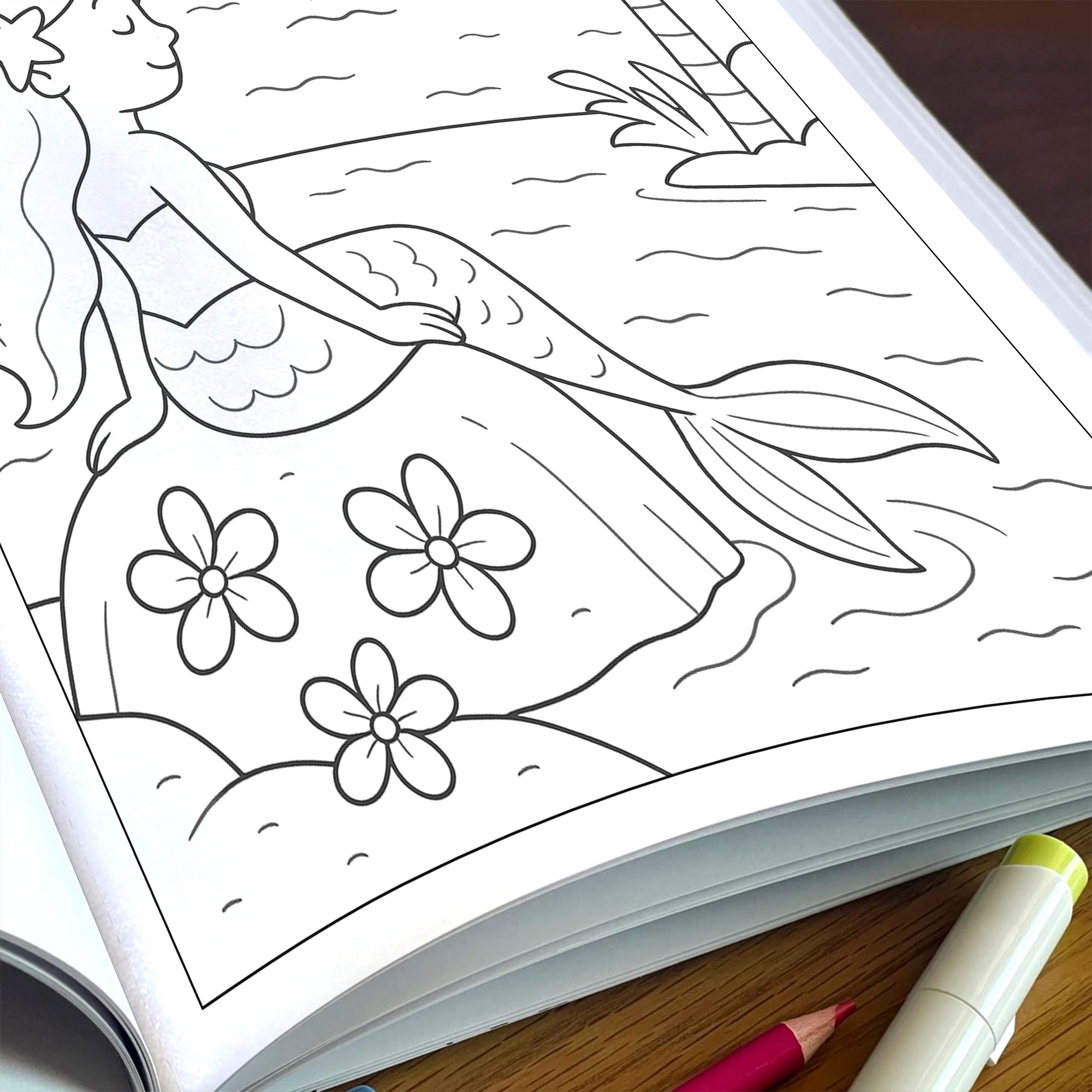 Hawaii Mermaid Coast Adventures Coloring Pages – 48 Whimsical Scenes with Lava Rocks, Tide Pools & Sea Life - For Kids