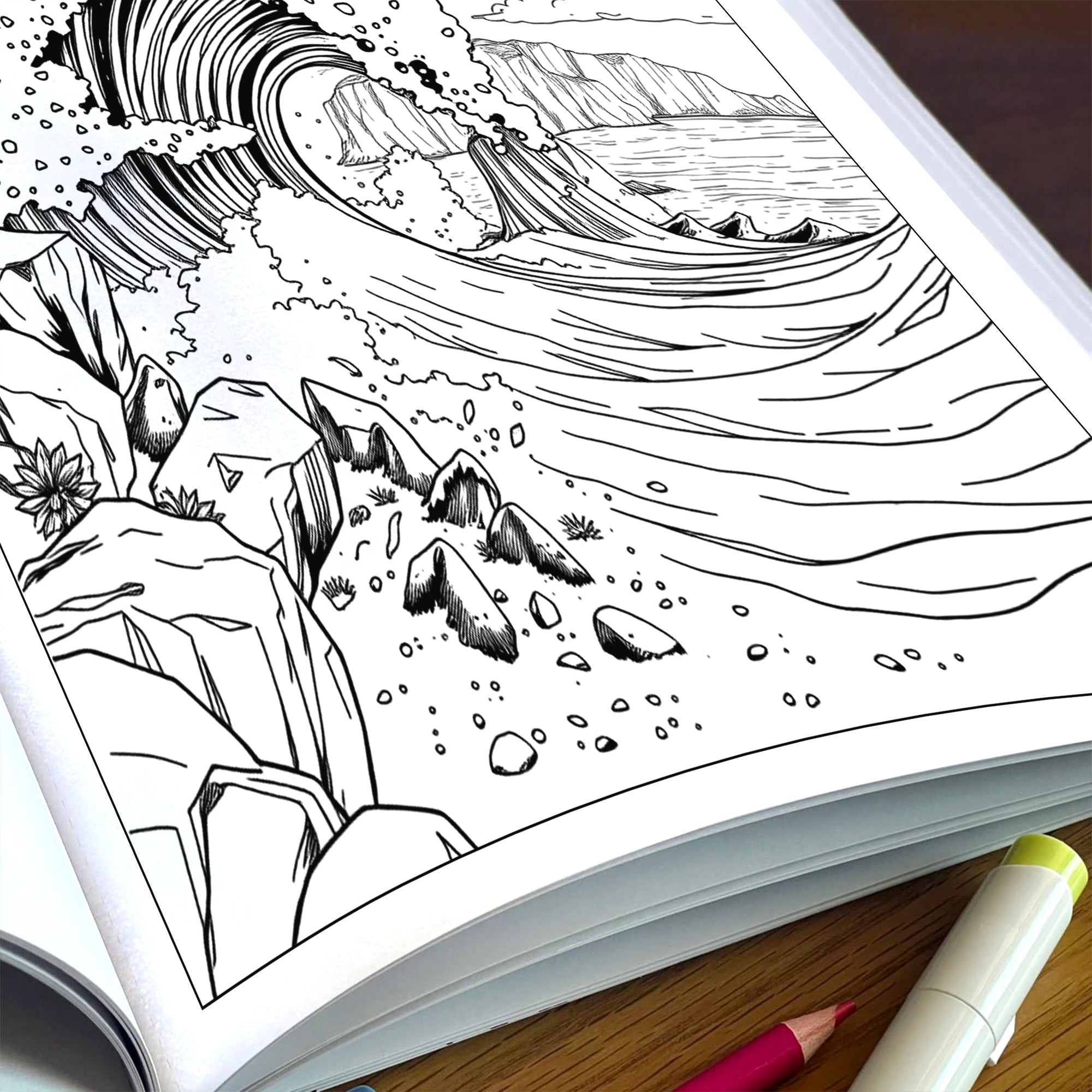 Waves & Villages of Hawaii Coloring Pages – 48 Peaceful Island Scenes with Canoes & Ocean Views - For Adults