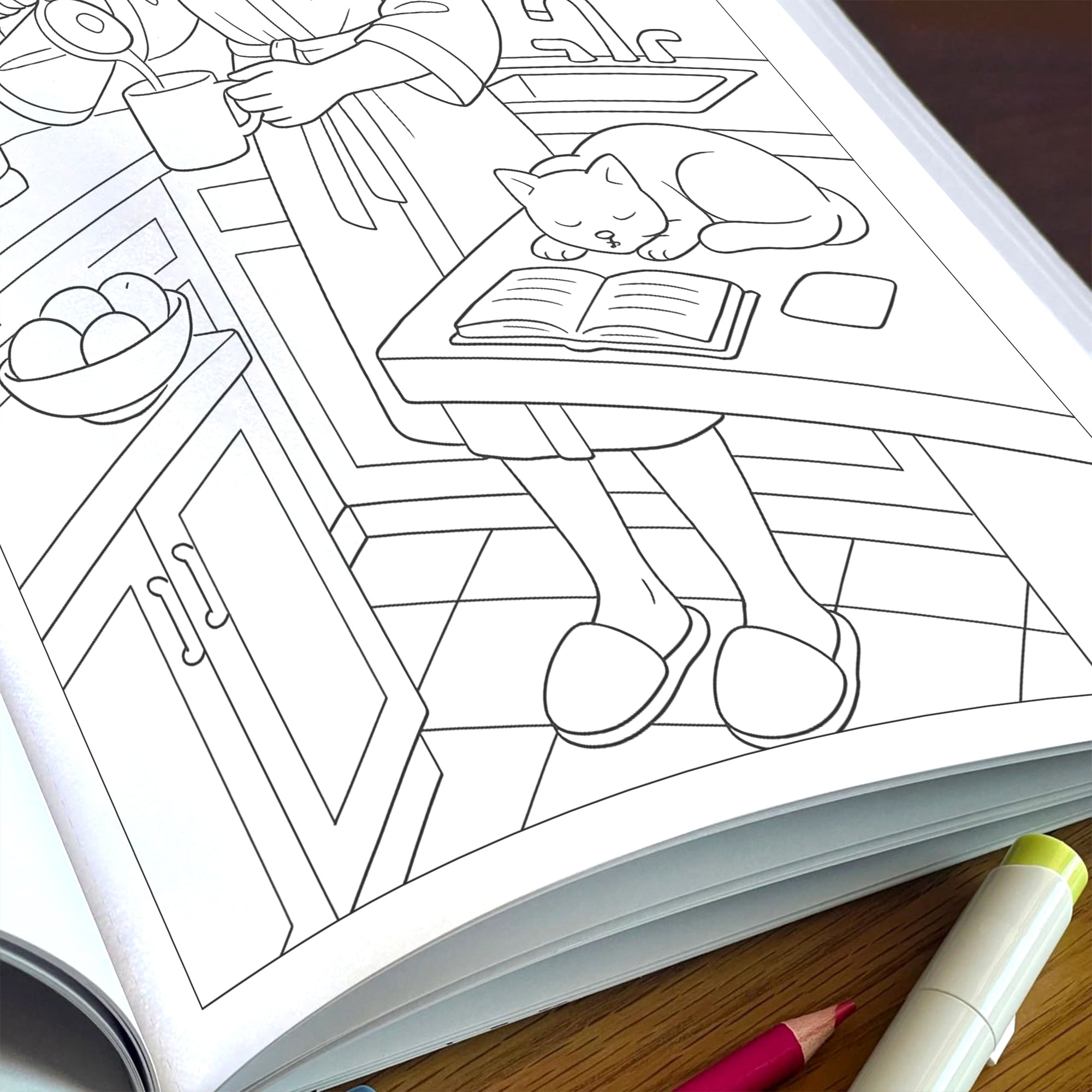 Cozy Curls & Family Love Coloring Pages – 48 Warm Domestic Scenes for Adults