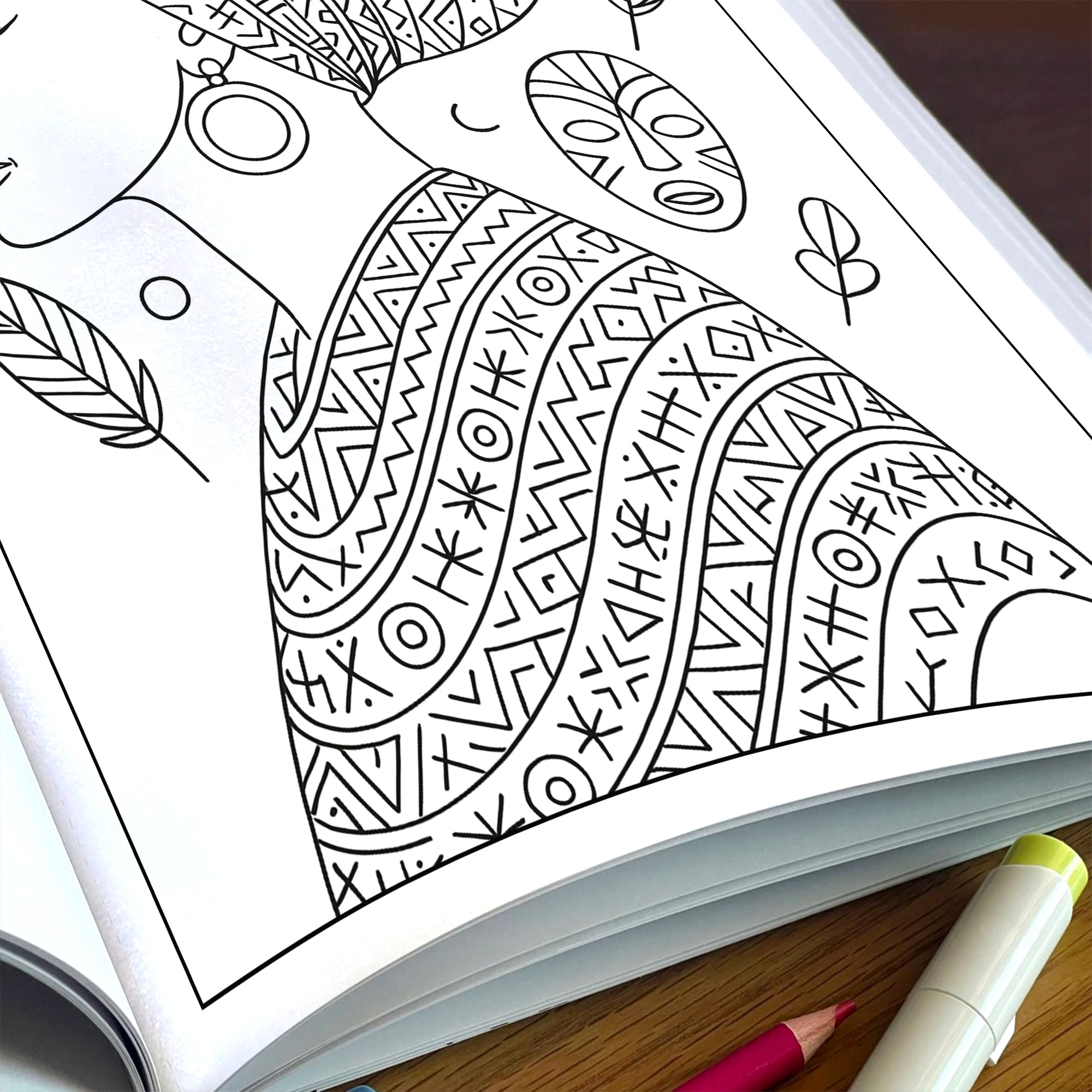 Cultural Elegance Coloring Pages – 48 Pages – Intricate Patterns, Regal Women, Global Style – For Adults