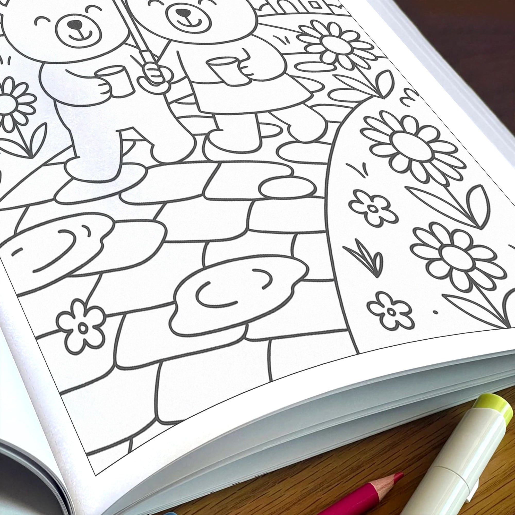 Teddy Love Story – Animal Coloring Pages – 48 Pages – Cute, Cozy, Heartwarming Moments – For Kids