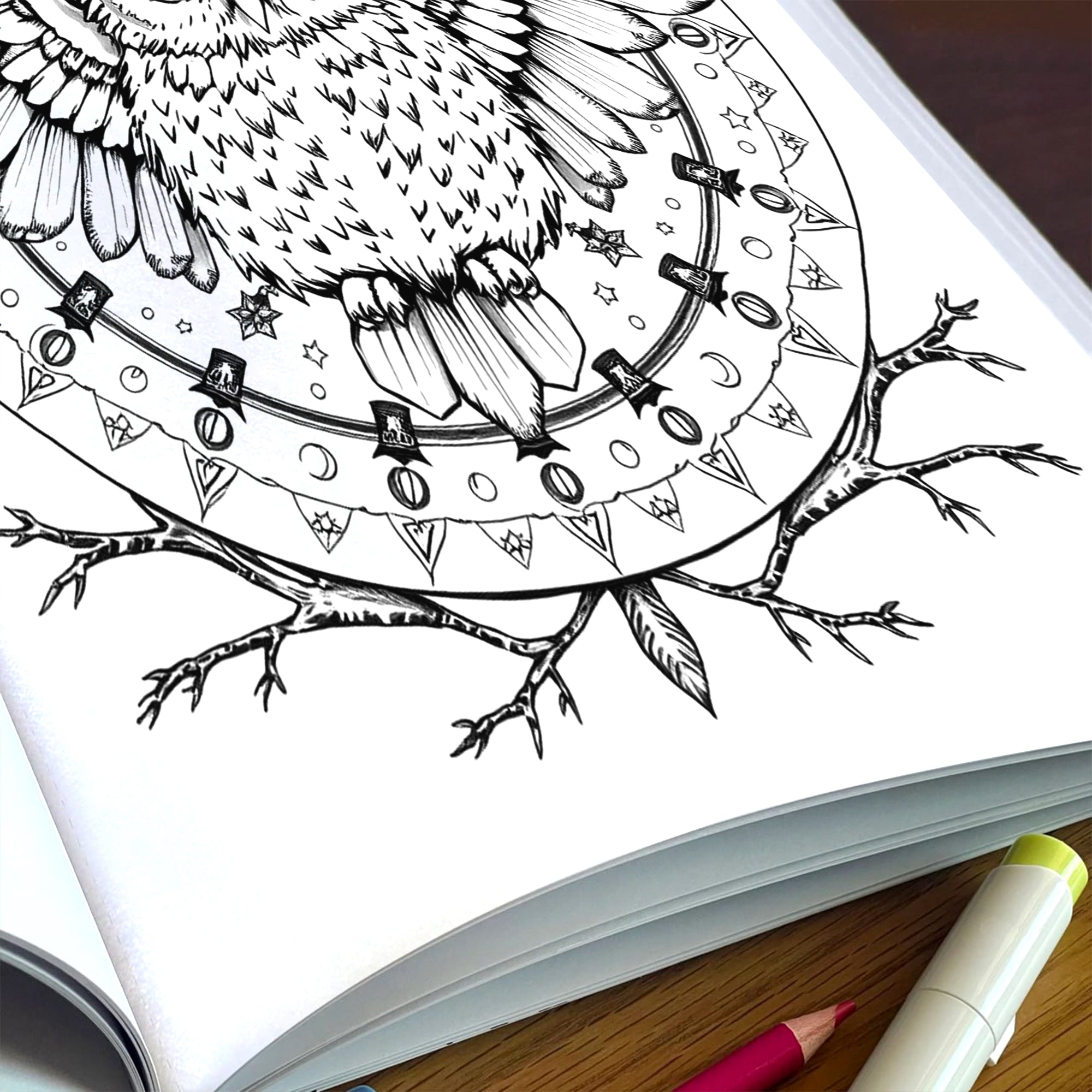 Spirit Animal Mandalas – Mandala Coloring Pages – 48 Pages – Owls, Foxes, Dragons & Sacred Beasts – For Adults