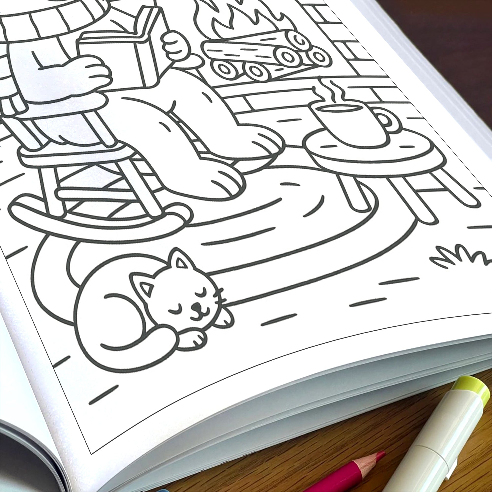 Cozy Cabin Bear – Animal Coloring Pages – 48 Pages – Warm, Rustic, Woodland Vibes – For Kids