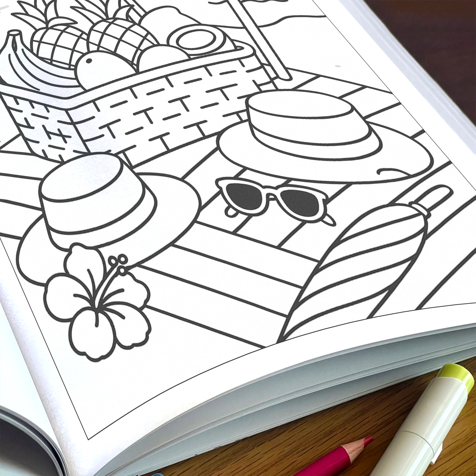Cozy Hawaii Island Vibes Coloring Pages – 48 Pages – Chill, Zen, Beach Aesthetic – For Adults