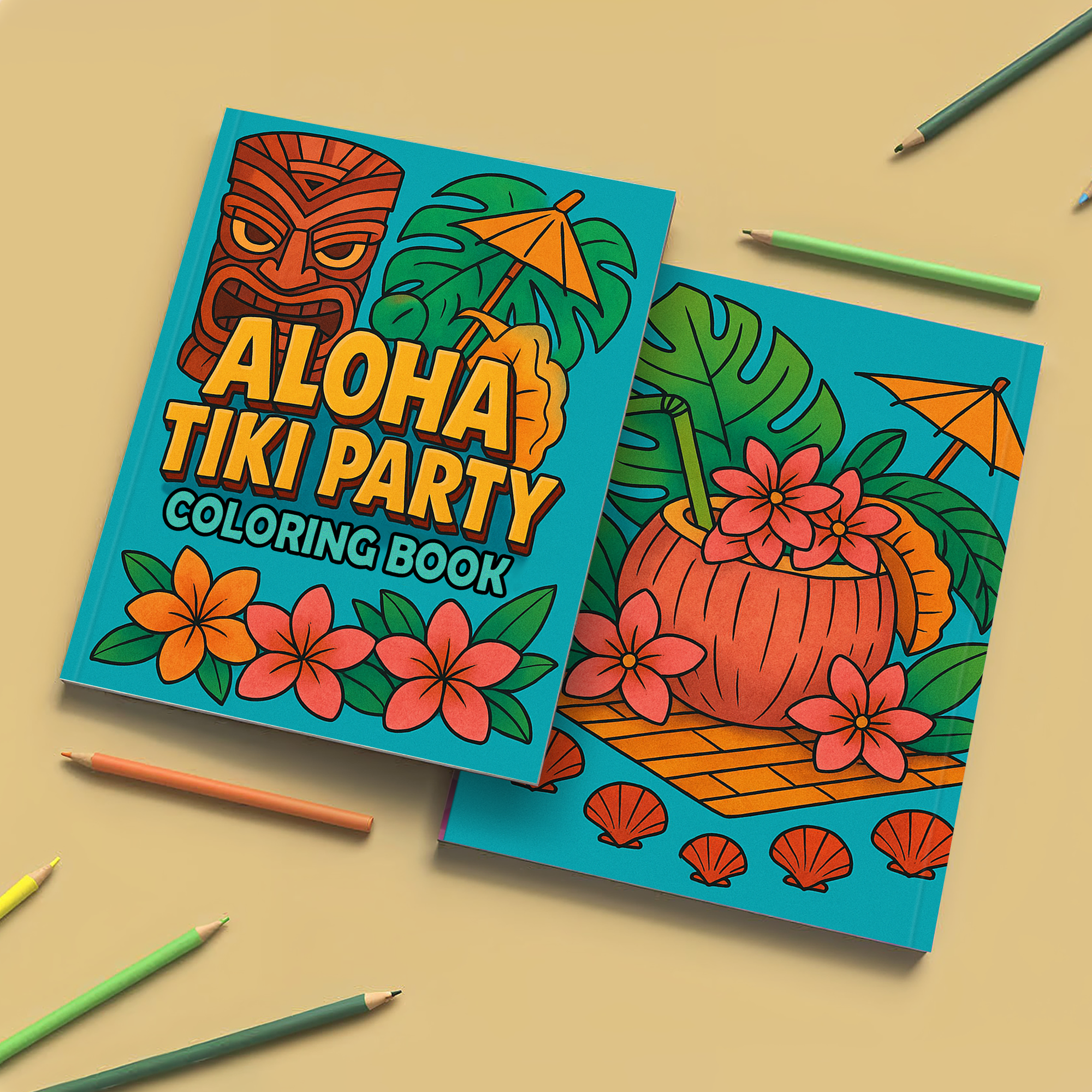 Aloha Tiki Party Coloring Pages for Kids – 48 Fun Island Designs