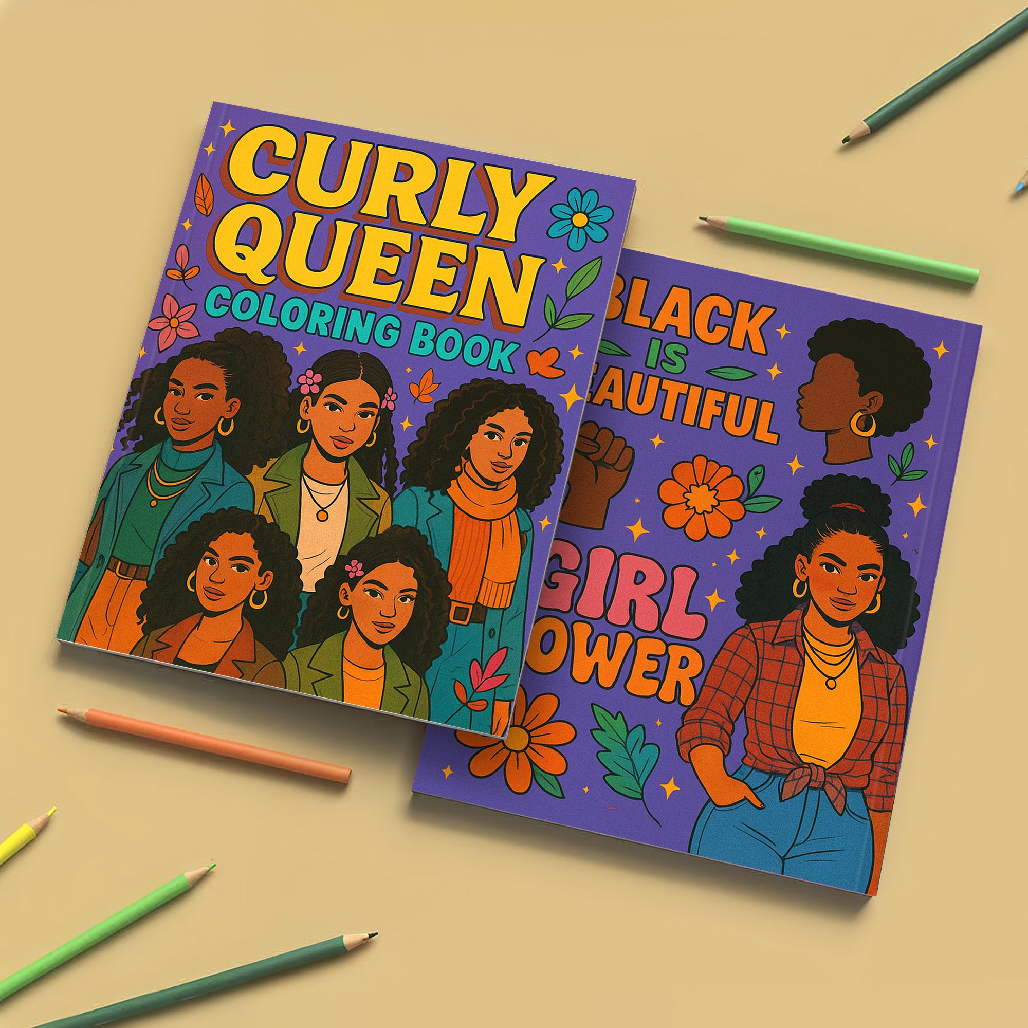 Curly Queen Coloring Pages – 48 Pages – Bold, Empowering, Natural Hair Beauty – For Adults