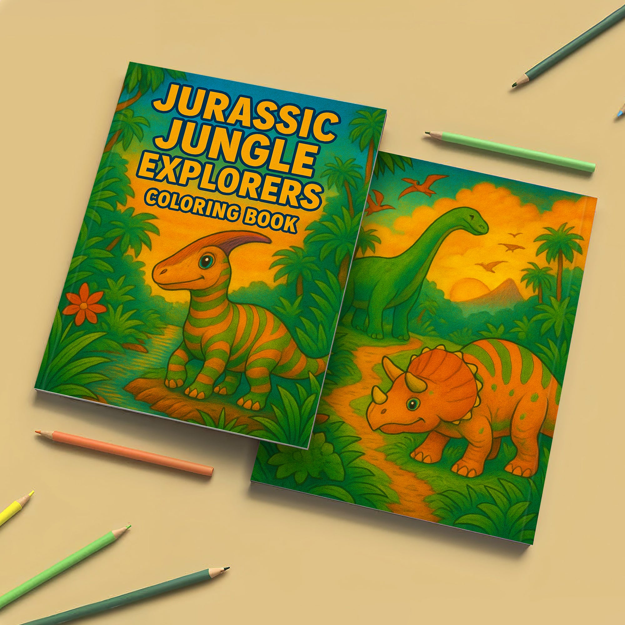Jurassic Jungle Explorers Coloring Pages – 48 Pages – Detailed, Dynamic, Prehistoric Adventures – For Adults and Teens