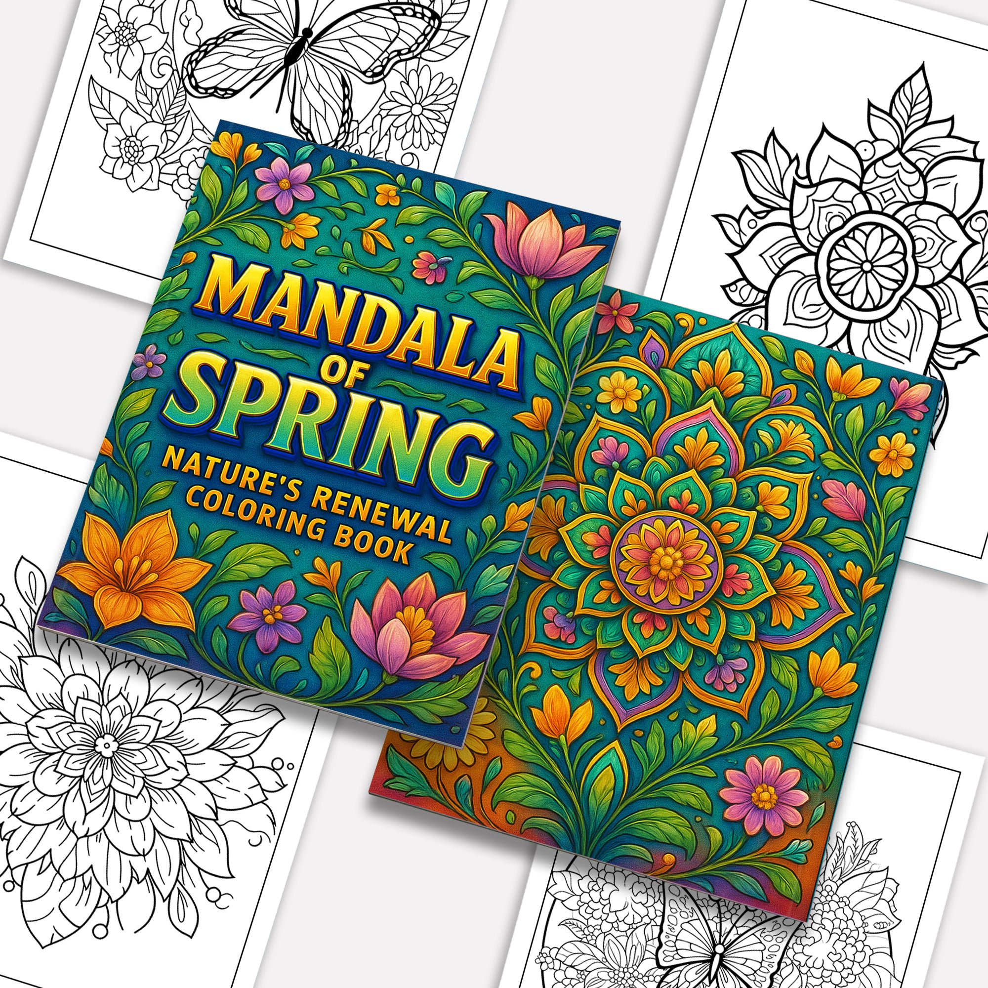 Mandala of Spring Nature Coloring Pages – 48 Pages – Botanical Mandalas, Fresh Spring Designs – For Adults