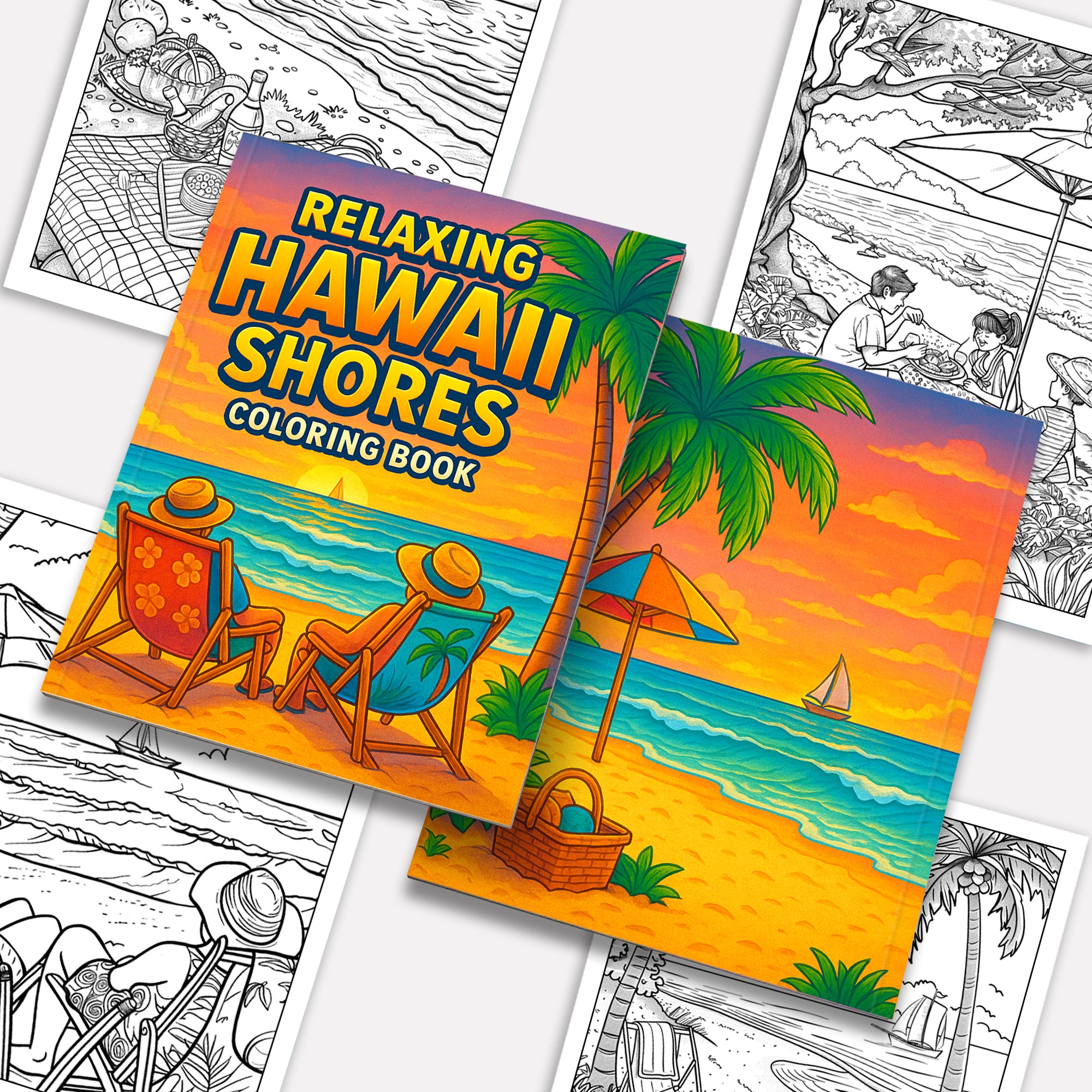 Relaxing Hawaii Shores Coloring Pages – 48 Serene Coastal Views for Adults