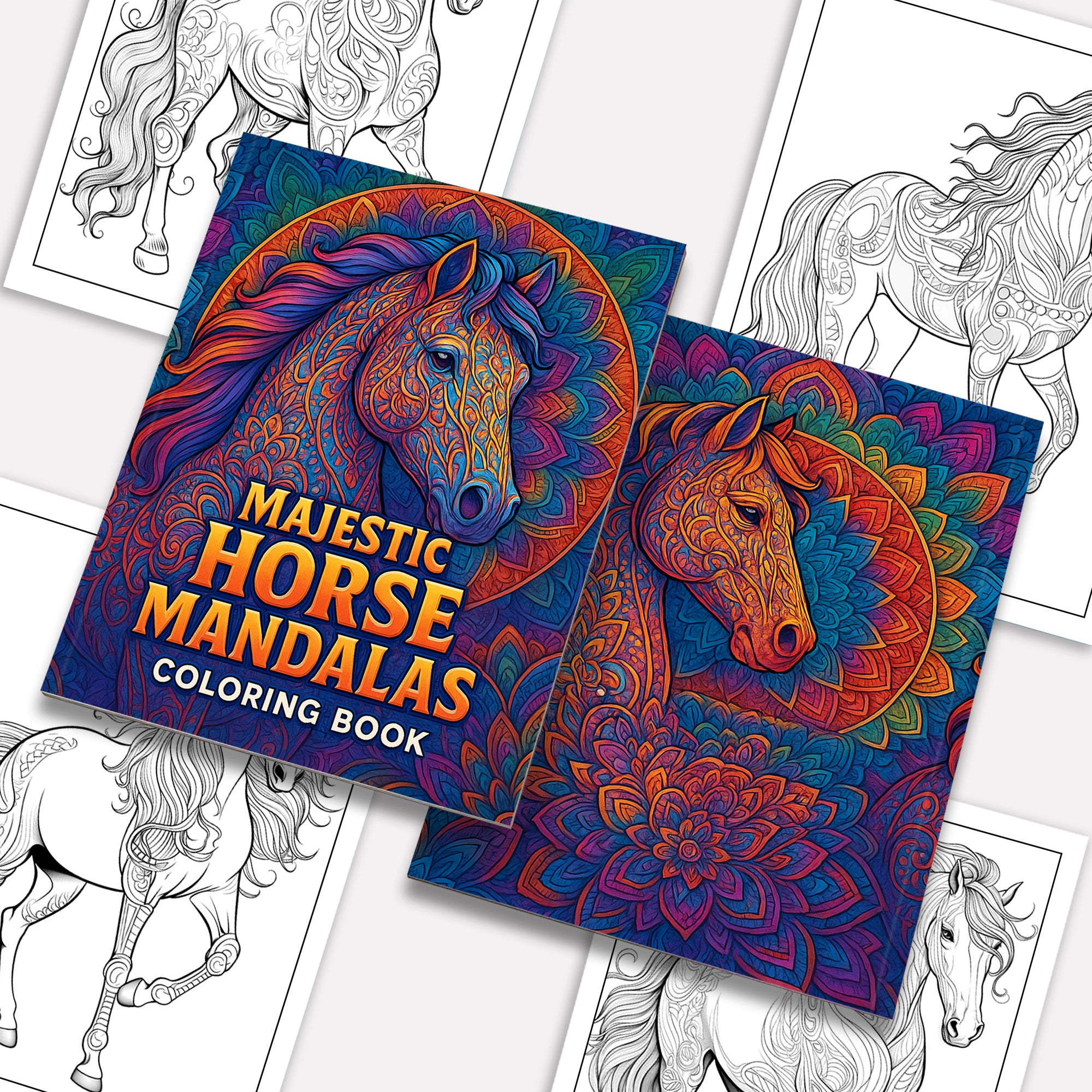 Majestic Horse Mandalas Coloring Pages – 48 Elegant Line Art Designs for Adults