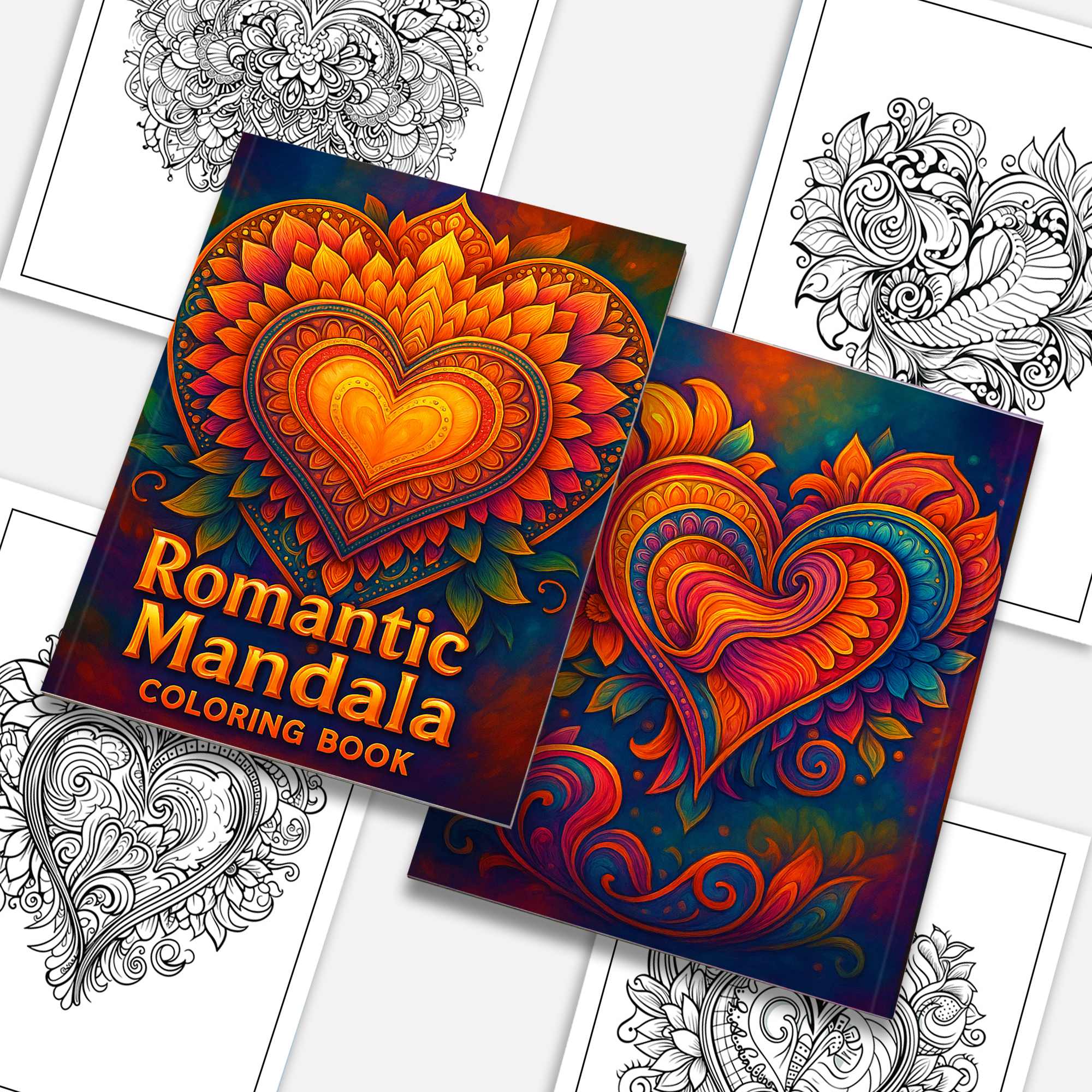 Romantic Mandala Coloring Pages – 48 Whimsical Love and Floral Patterns for Adults
