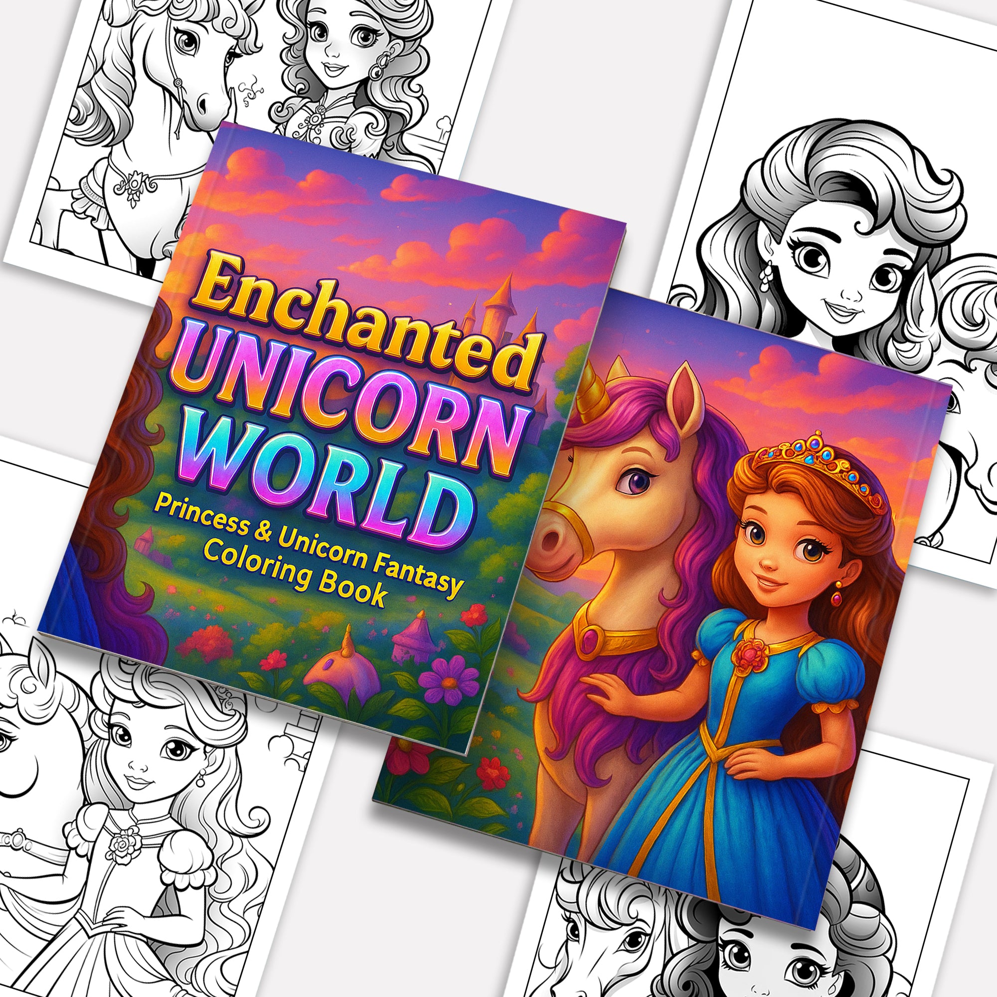 Enchanted Unicorn World Coloring Pages 48 Pages Magical Princess a