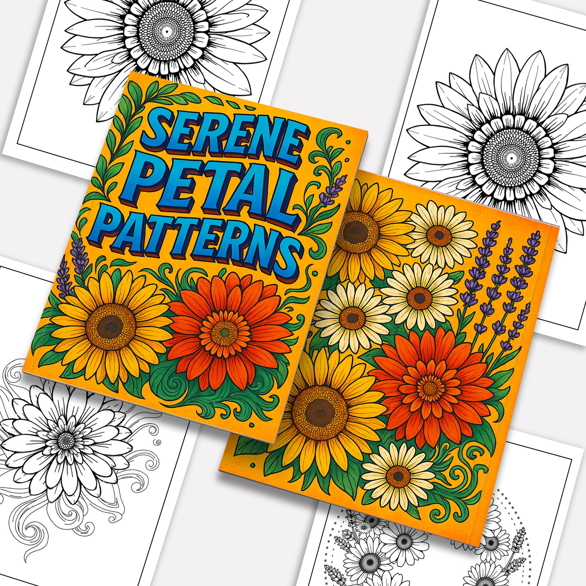 Serene Petal Patterns – Flower Coloring Pages – 48 Pages – Gentle Blooms with Elegant Waves, Circles & Light Motifs – For Adults