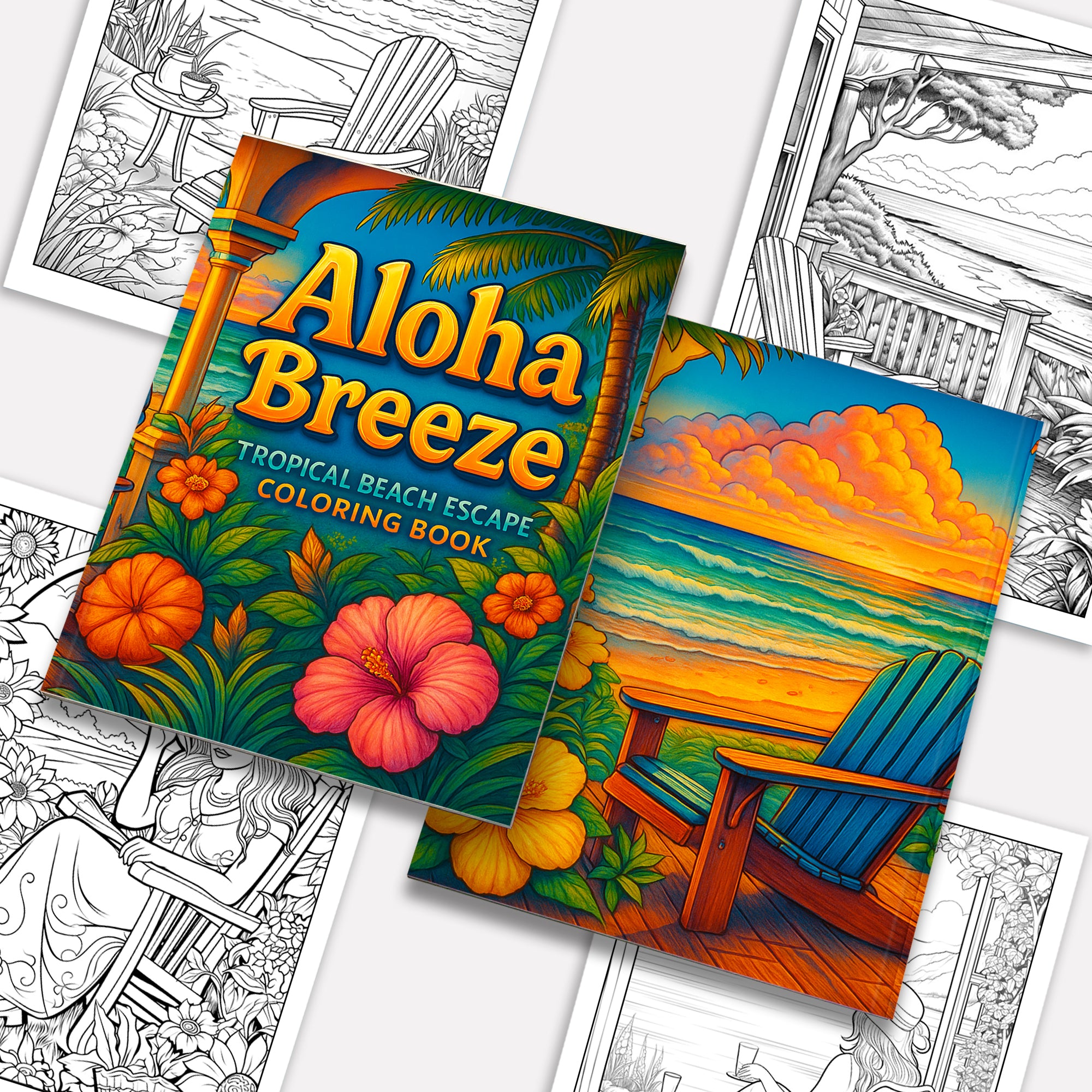 Aloha Breeze – Hawaii Beach Coloring Pages – 48 Tropical Relaxation Designs for Adults
