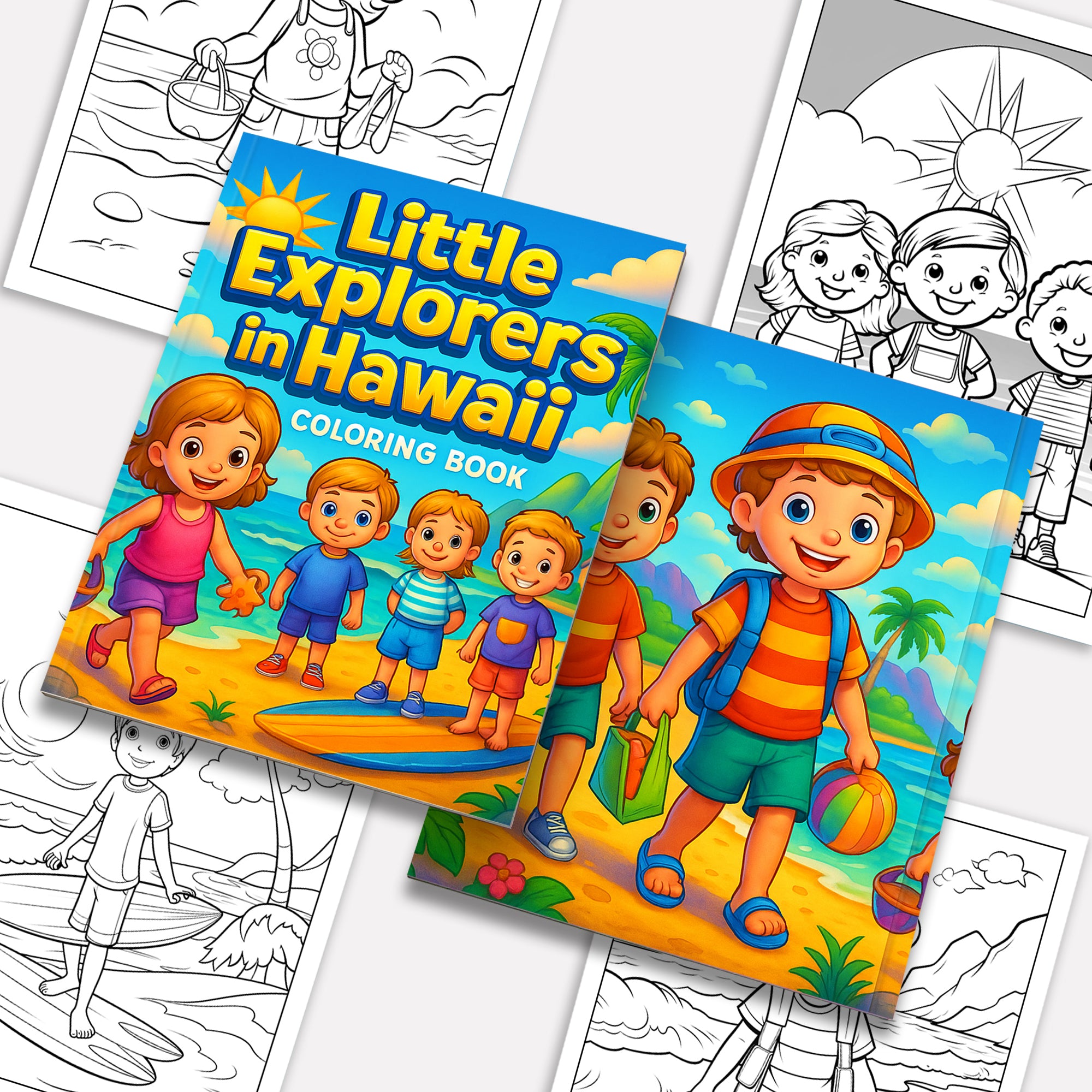 Little Explorers in Hawaii Coloring Pages – 48 Tropical Beach Scenes for Kids