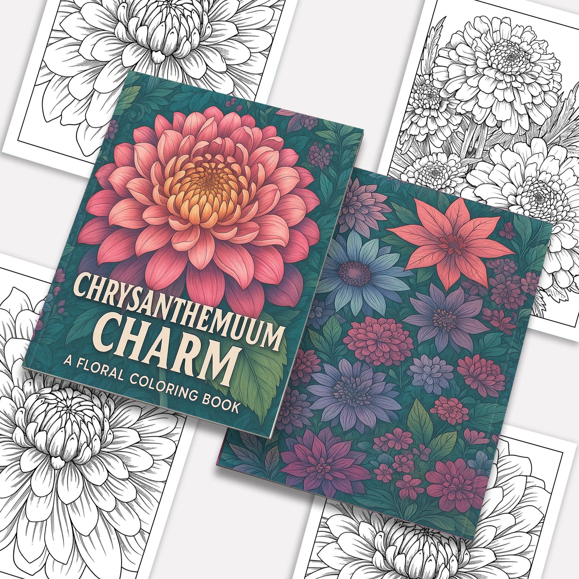 Chrysanthemum Charm Coloring Pages – 48 Pages – Beautiful Flower Art, Intricate Petals – For Adults