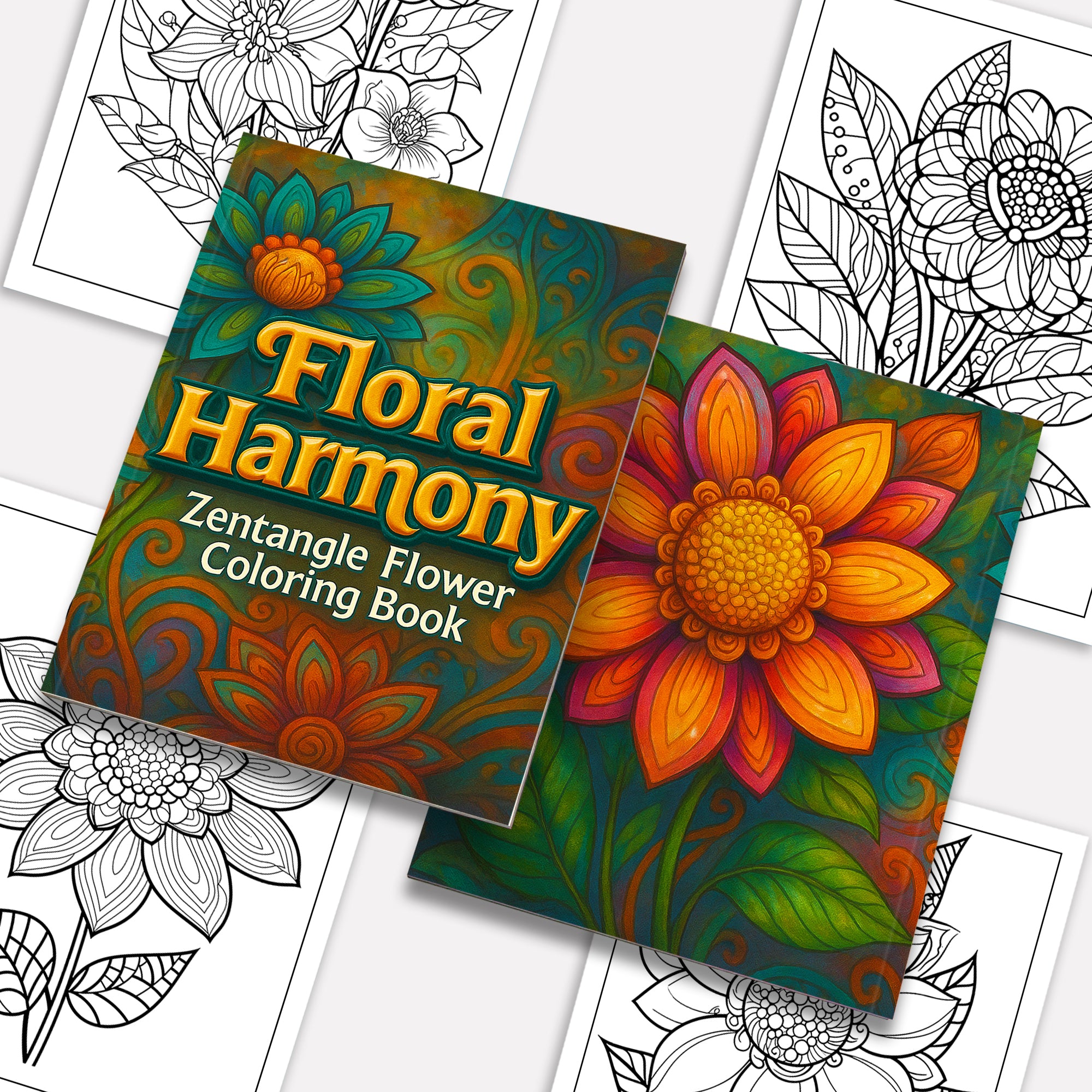 Zentangle Bloom Coloring Pages – 48 Pages – Detailed Floral Art – For Adults