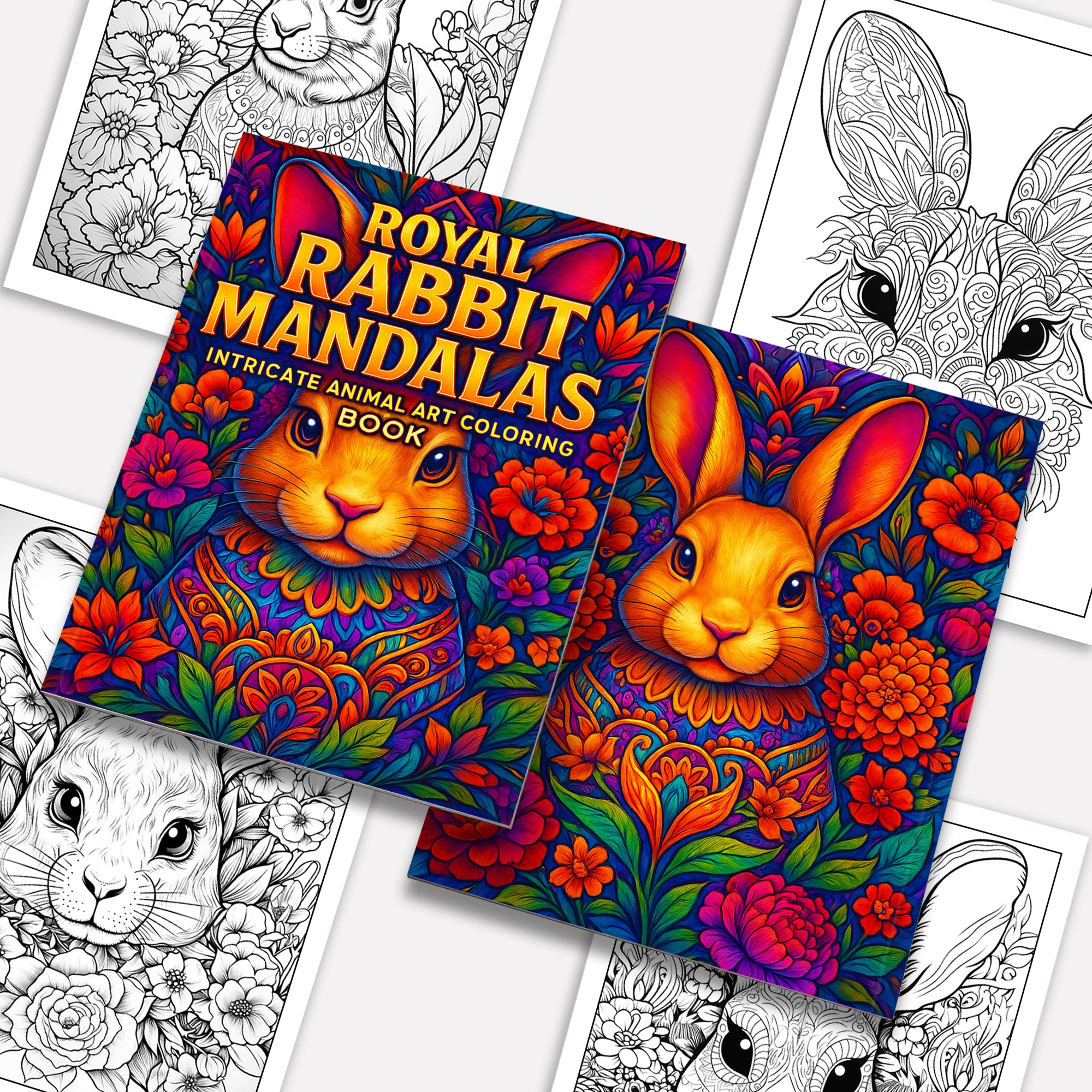 Royal Rabbit Mandalas Coloring Pages – 48 Detailed Animal Mandalas for Adults