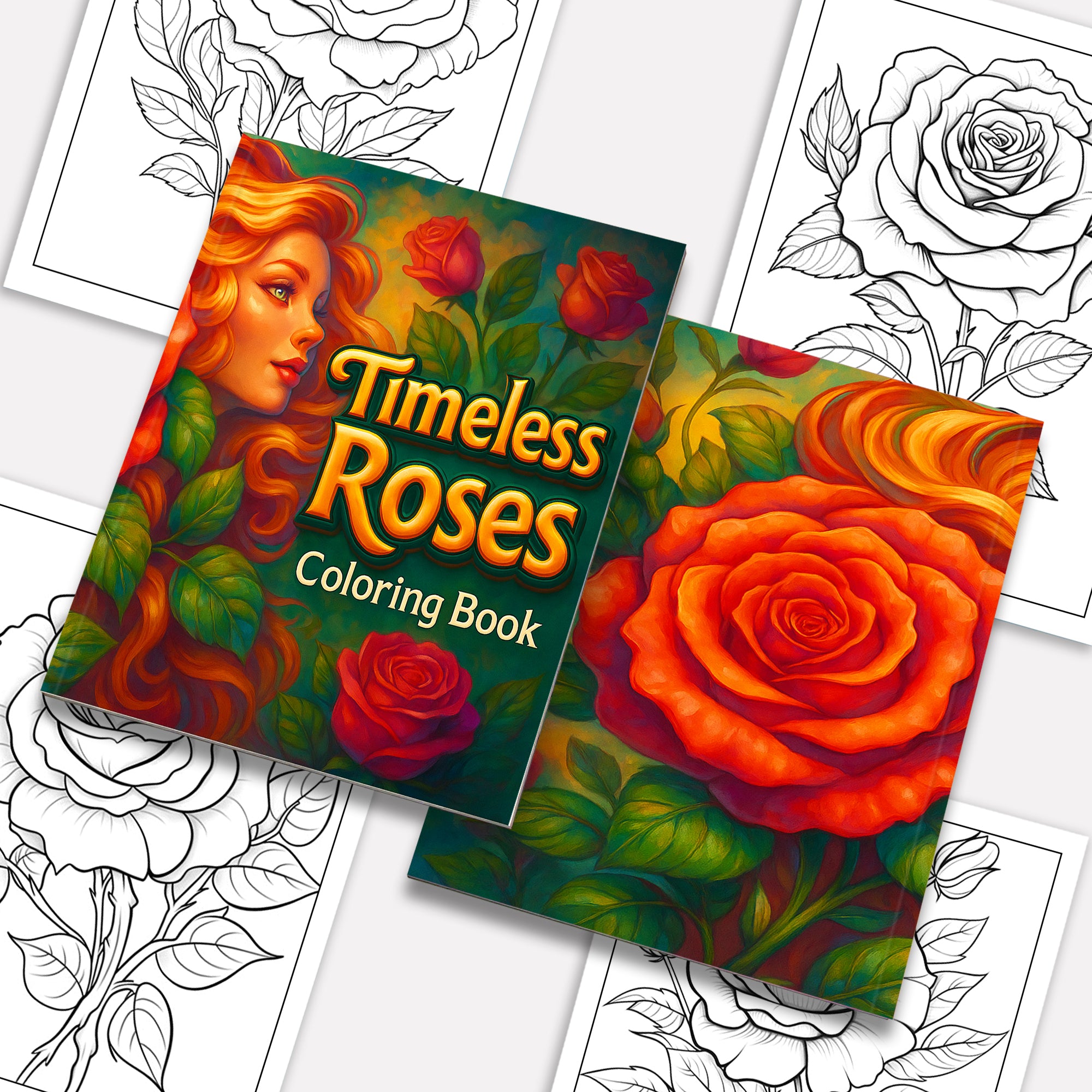 Timeless Roses Coloring Pages – 48 Pages – Beautiful Rose Designs, Floral Art, For Adults