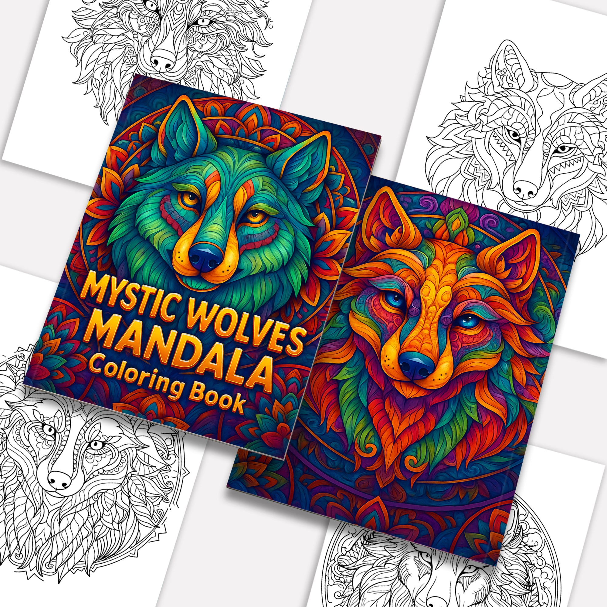 Mystic Wolves Mandala Coloring Pages – 48 Intricate Designs for Adults