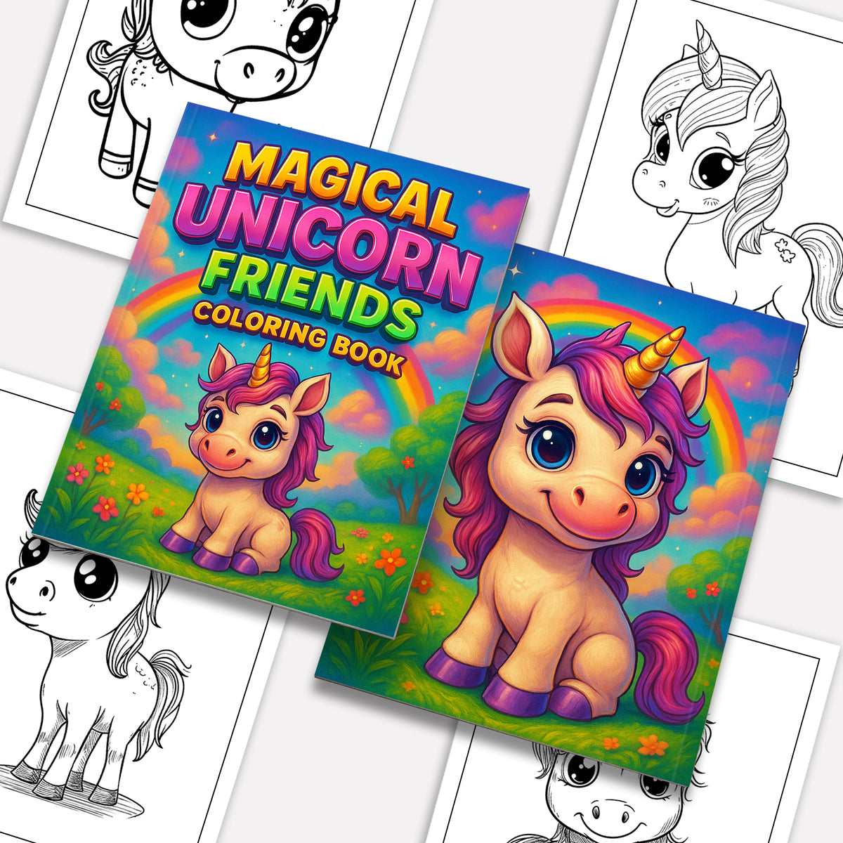 Magical Unicorn Friends Coloring Pages – 48 Pages – Cute & Whimsical U ...