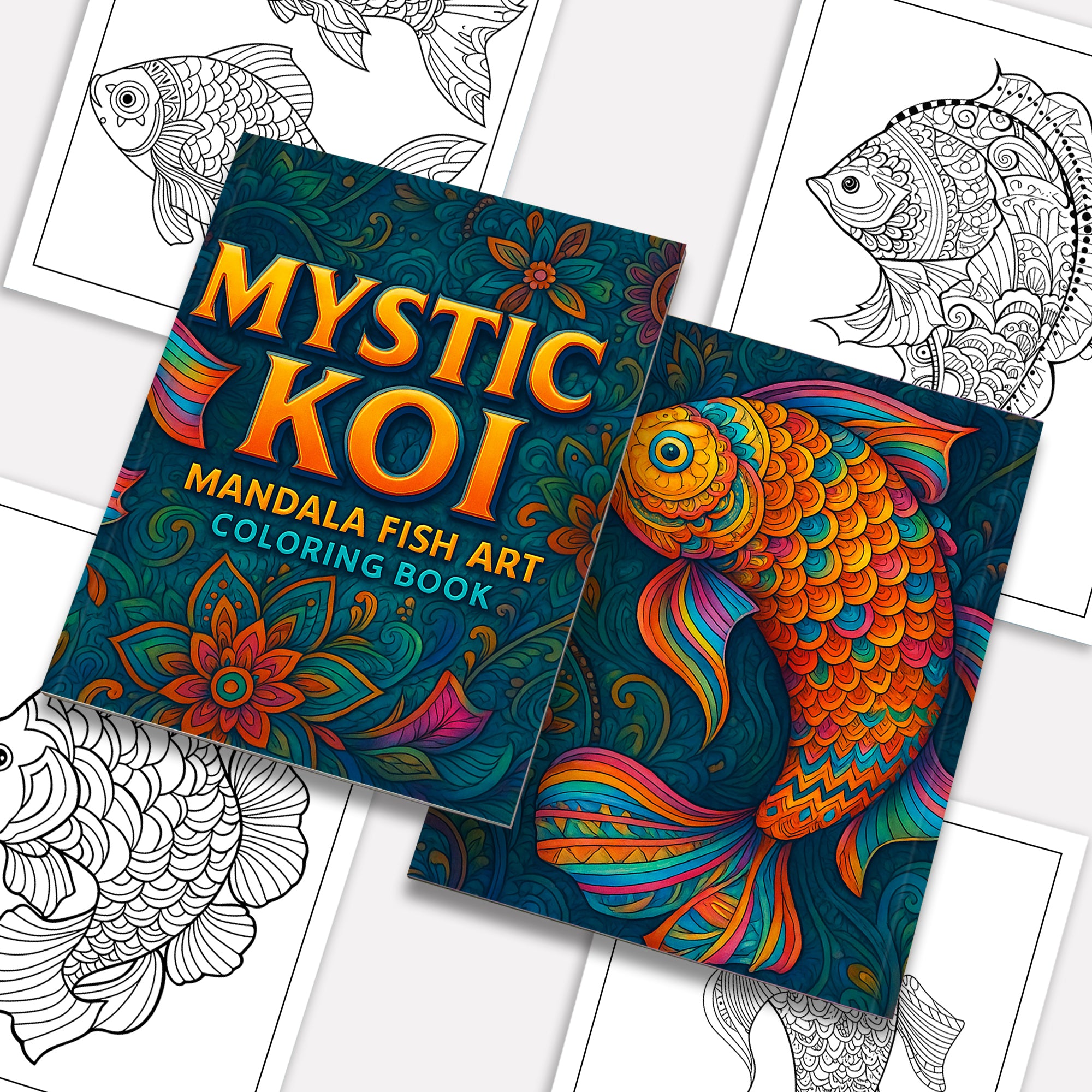 Mystic Koi Coloring Pages – 48 Intricate Fish Mandala Designs – For Adults