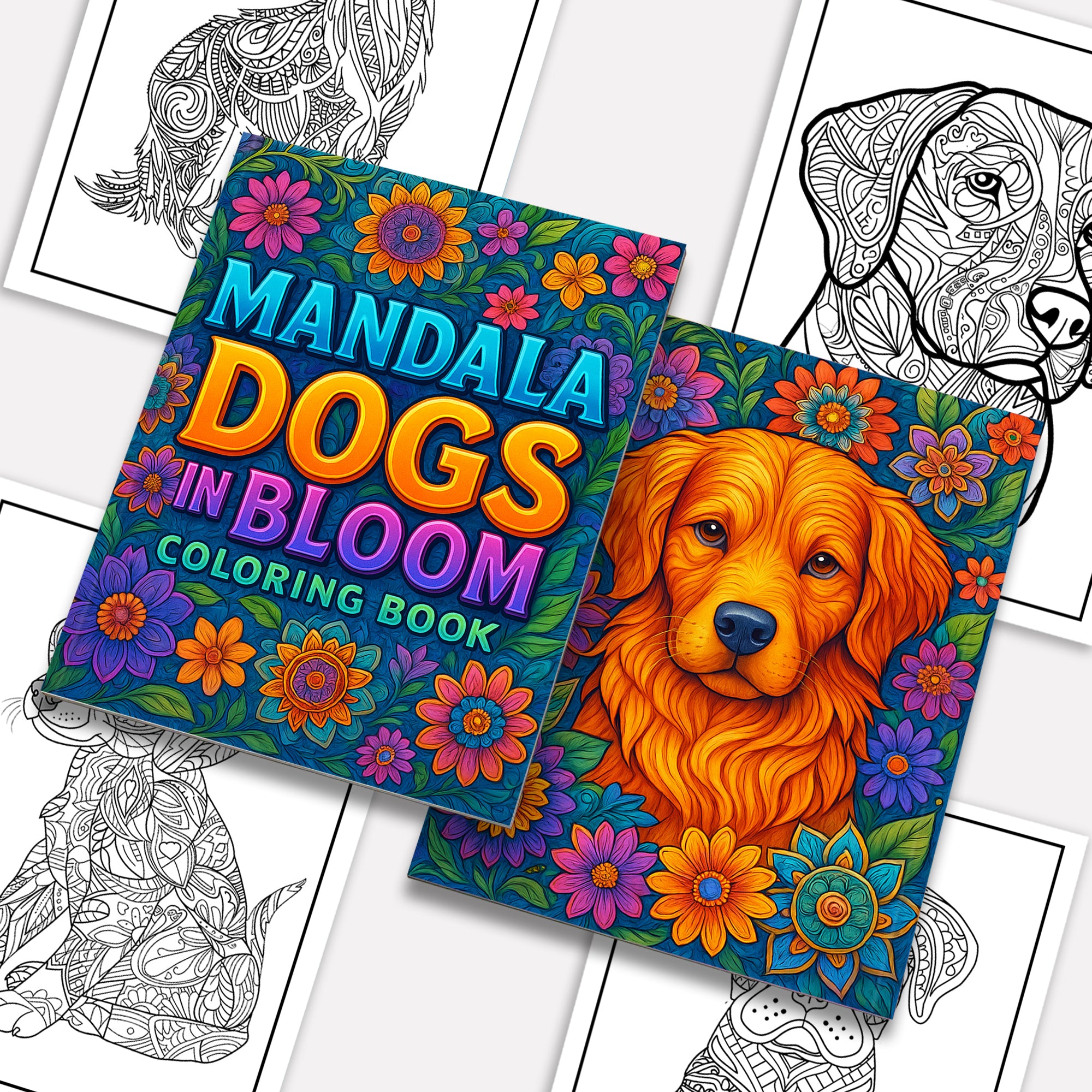 Mandala Dogs in Bloom Coloring Pages – 48 Floral Mandala Dog Designs for Adults