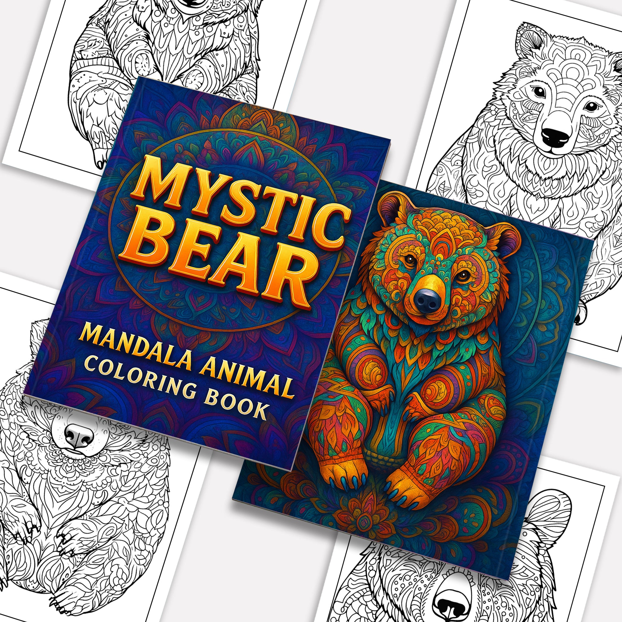 Mystic Bear Coloring Pages – 48 Mandala Animal Designs for Adults