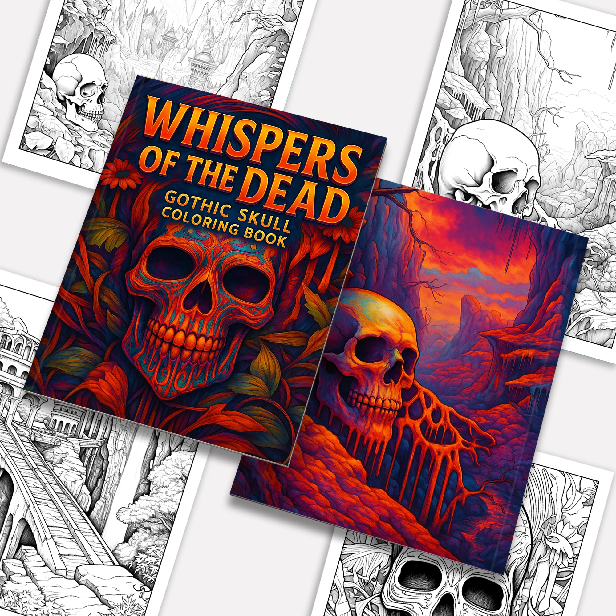 Whispers of the Dead Coloring Pages – 48 Gothic Skull Designs – For Adults