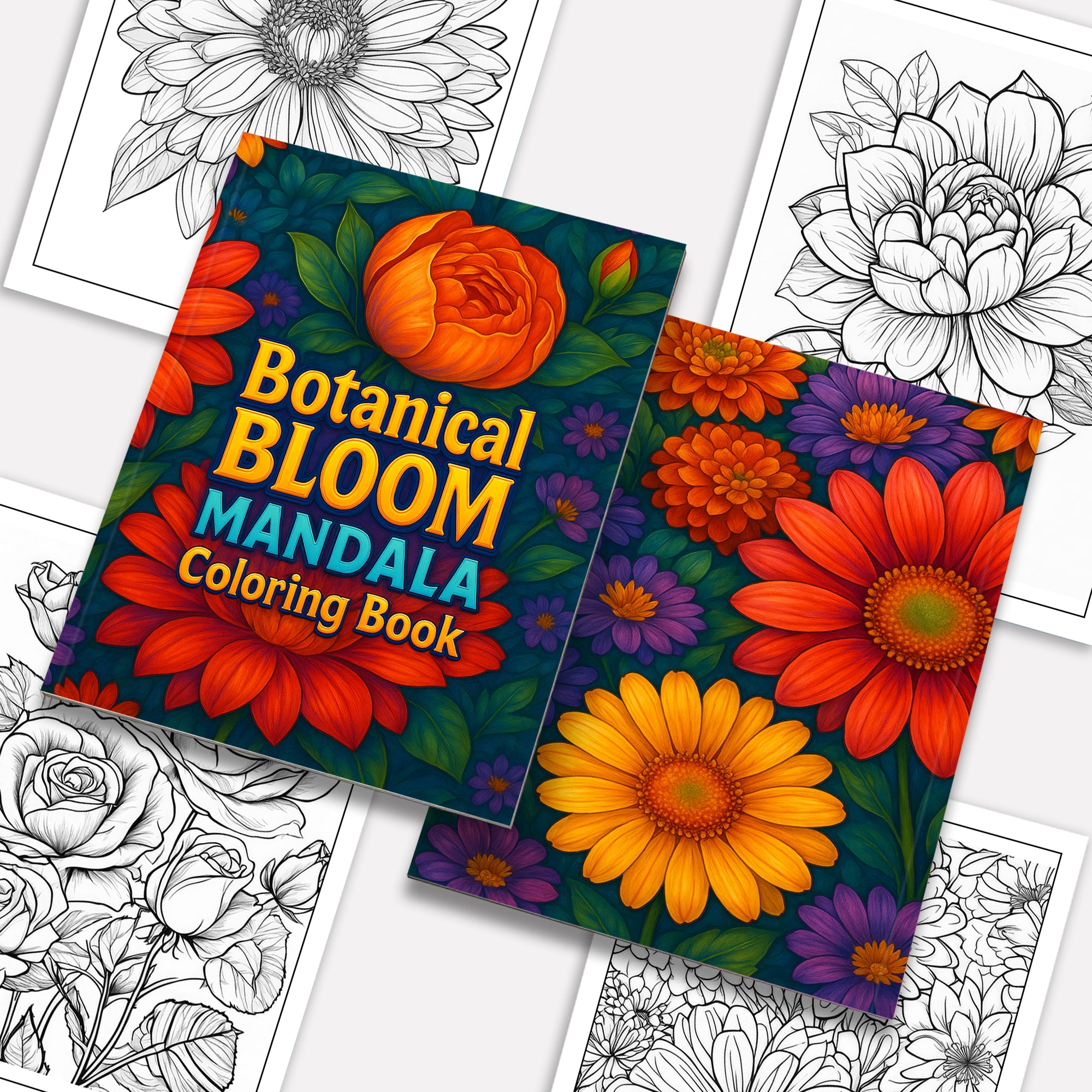 Botanical Bloom Mandala Coloring Pages – 48 Elegant Floral Designs for Adults