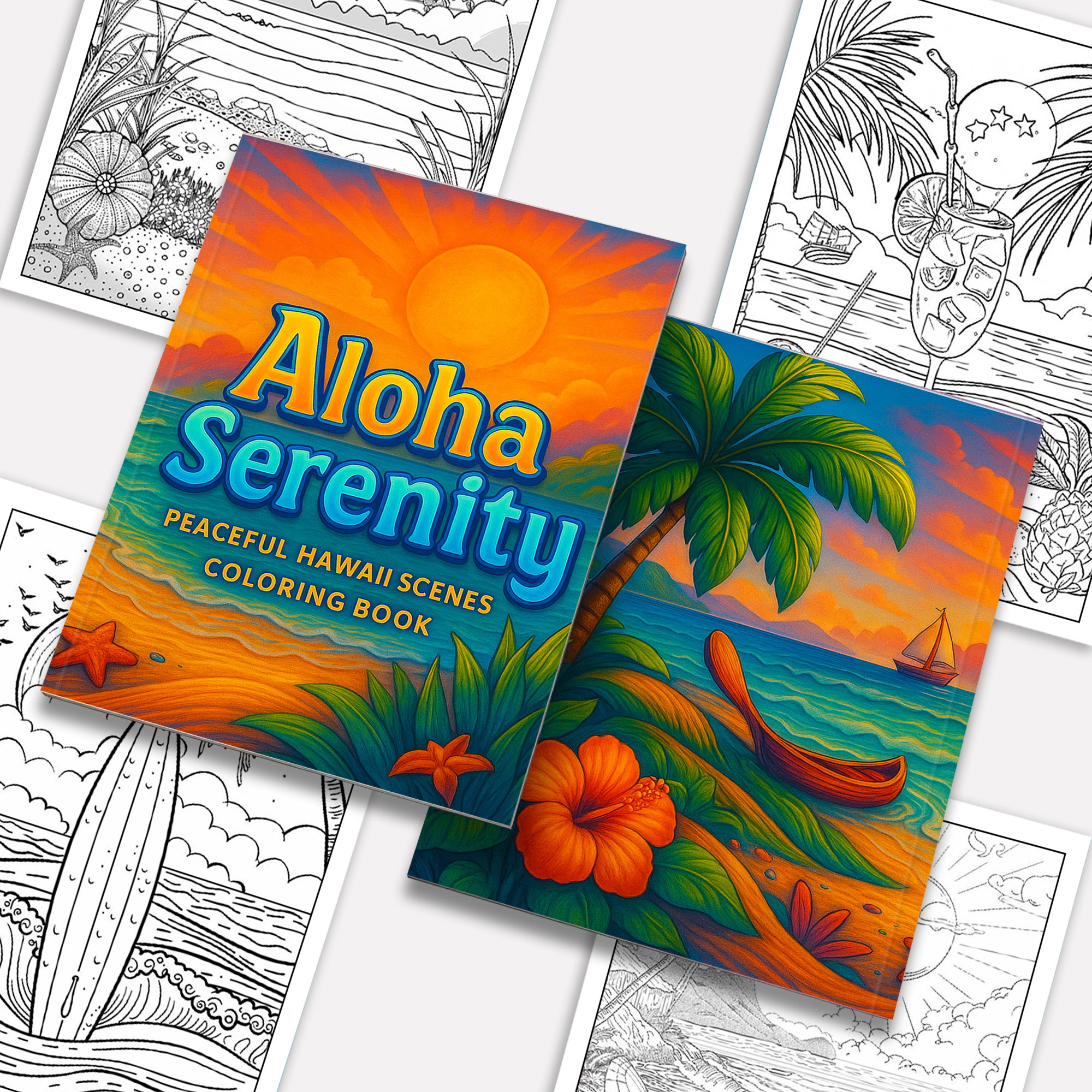 Aloha Serenity Hawaii Coloring Pages – 48 Scenic Ocean Views for Adults