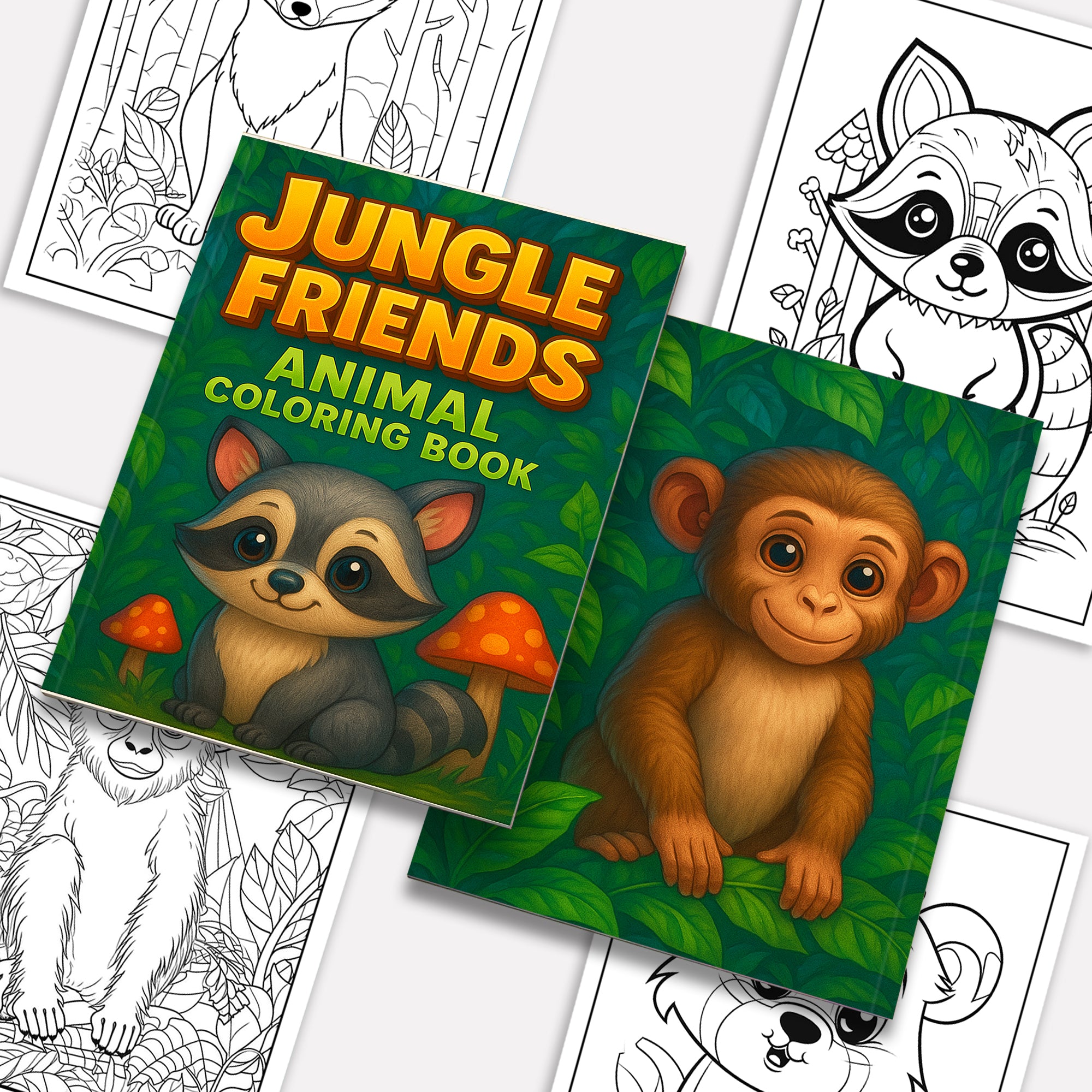 Jungle Friends – Animal Coloring Pages – 48 Pages – Cute Forest Wildlife – For Kids