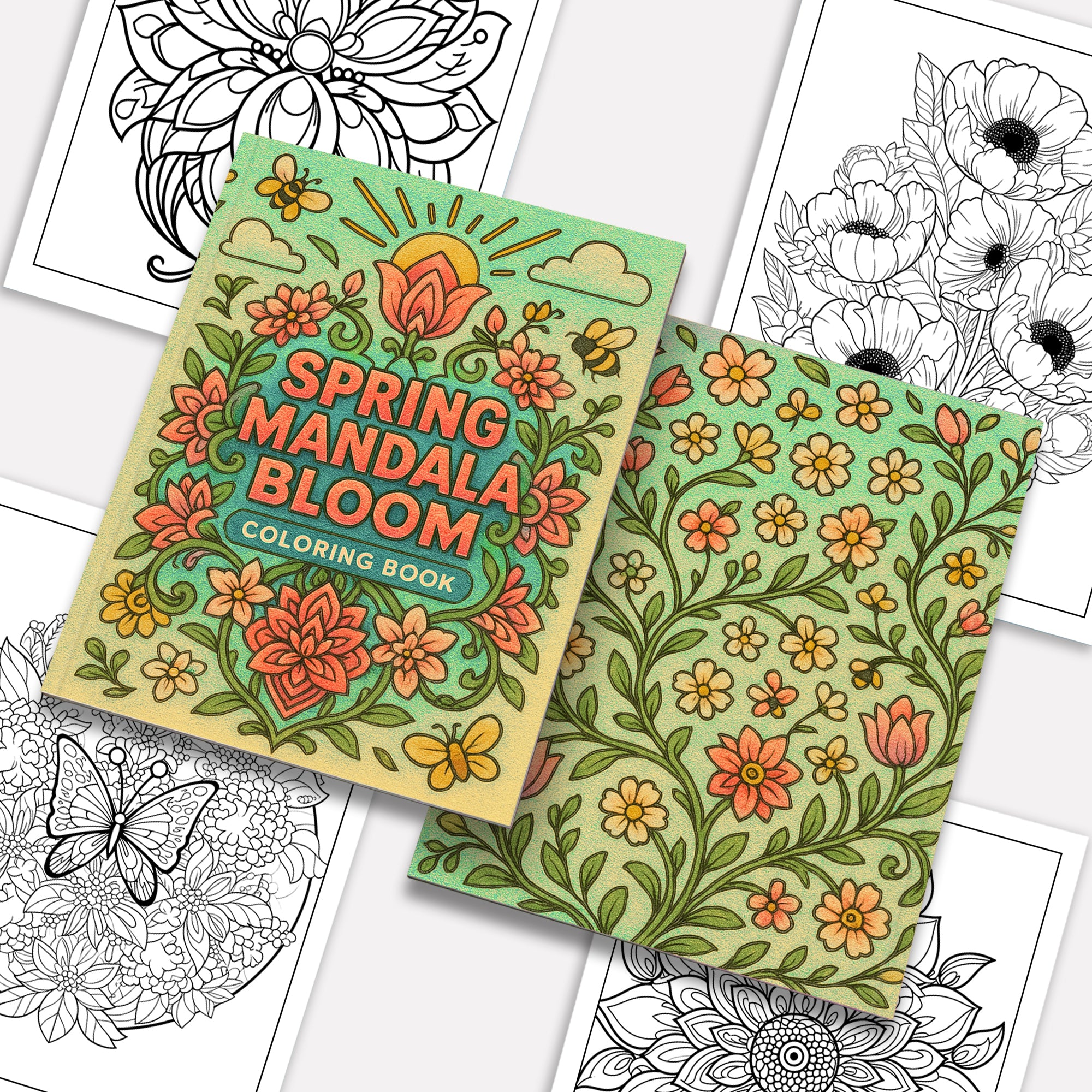 Spring Mandala Bloom Coloring Pages – 48 Pages – Beautiful Floral Circles for Adults