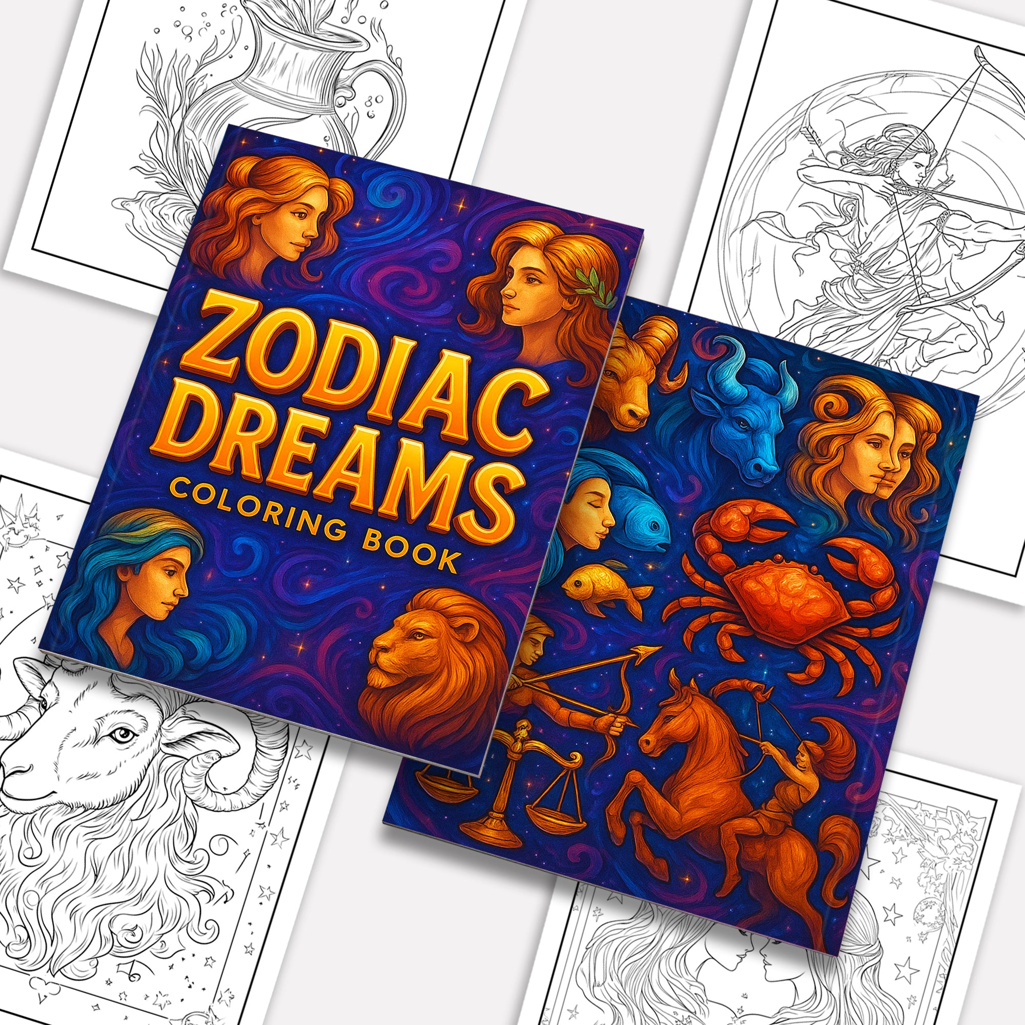 Zodiac Dreams Coloring Pages – 48 Pages – Horoscope-Inspired Designs for Adults